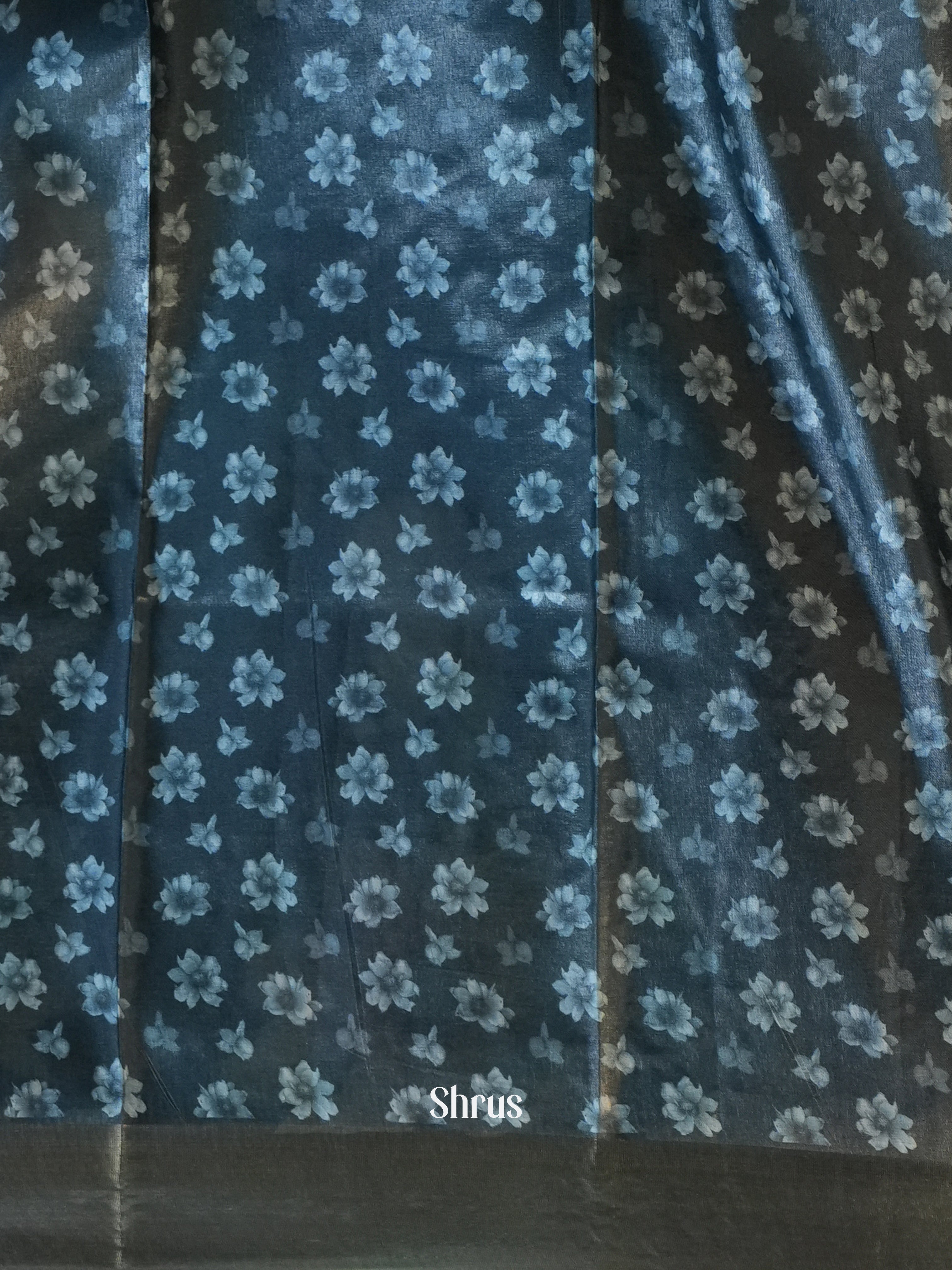 Peacock Blue - Printed Tussar Saree - Shop on Shrus.com