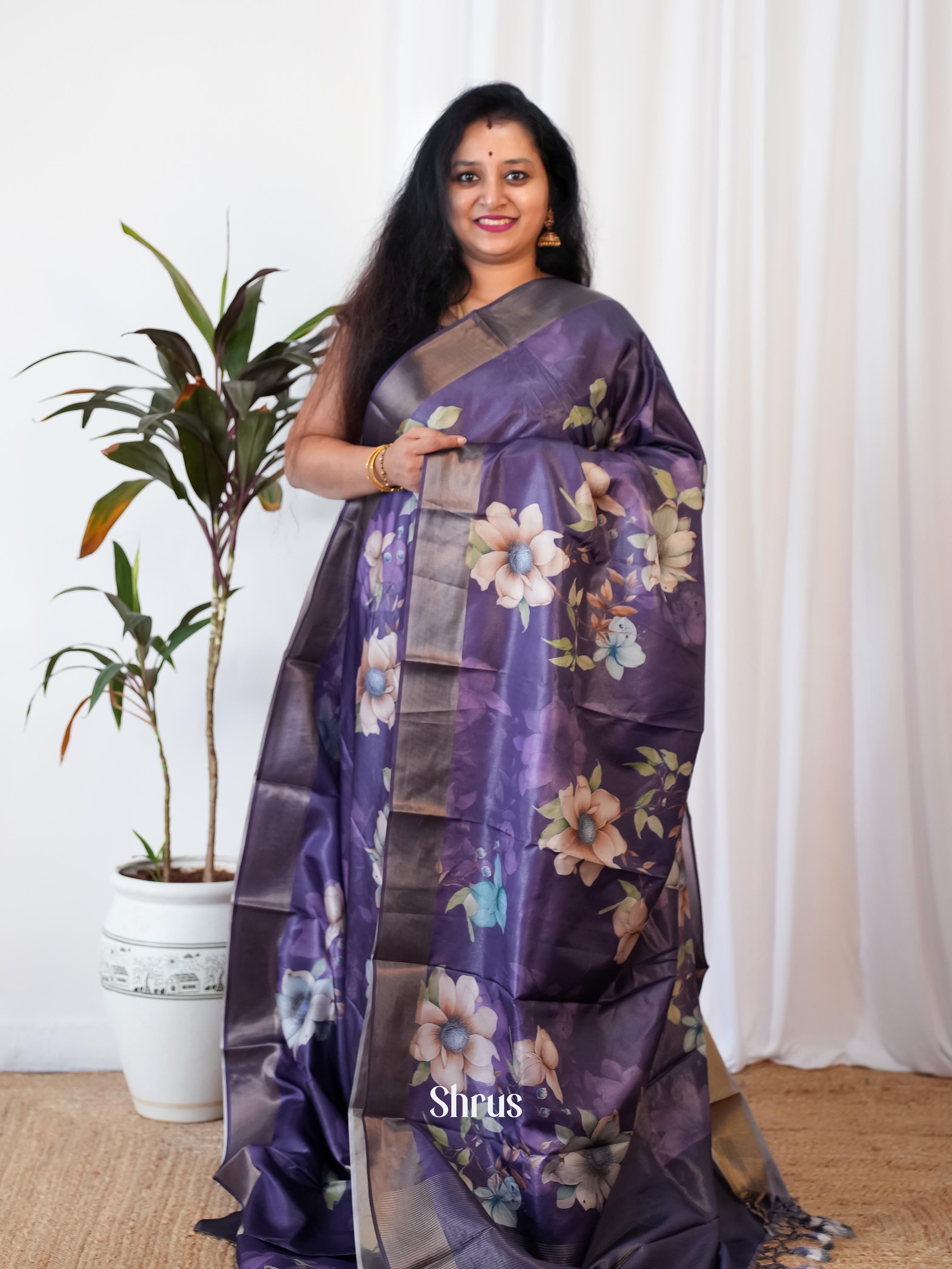 CIS06498 - Printed Tussar Saree - Shop on Shrus.com