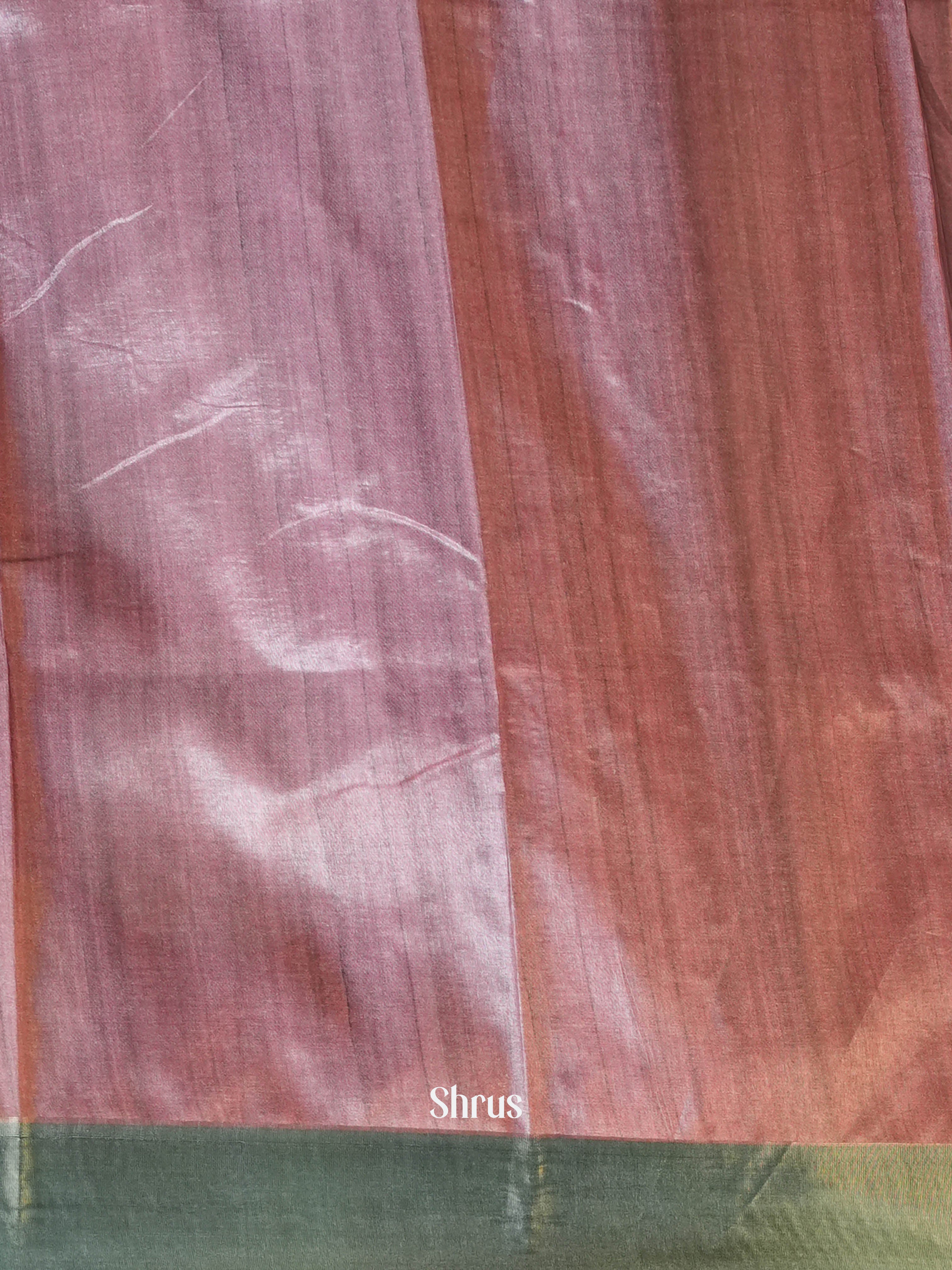 Onion Pink & Green - Printed Tussar Saree - Shop on Shrus.com