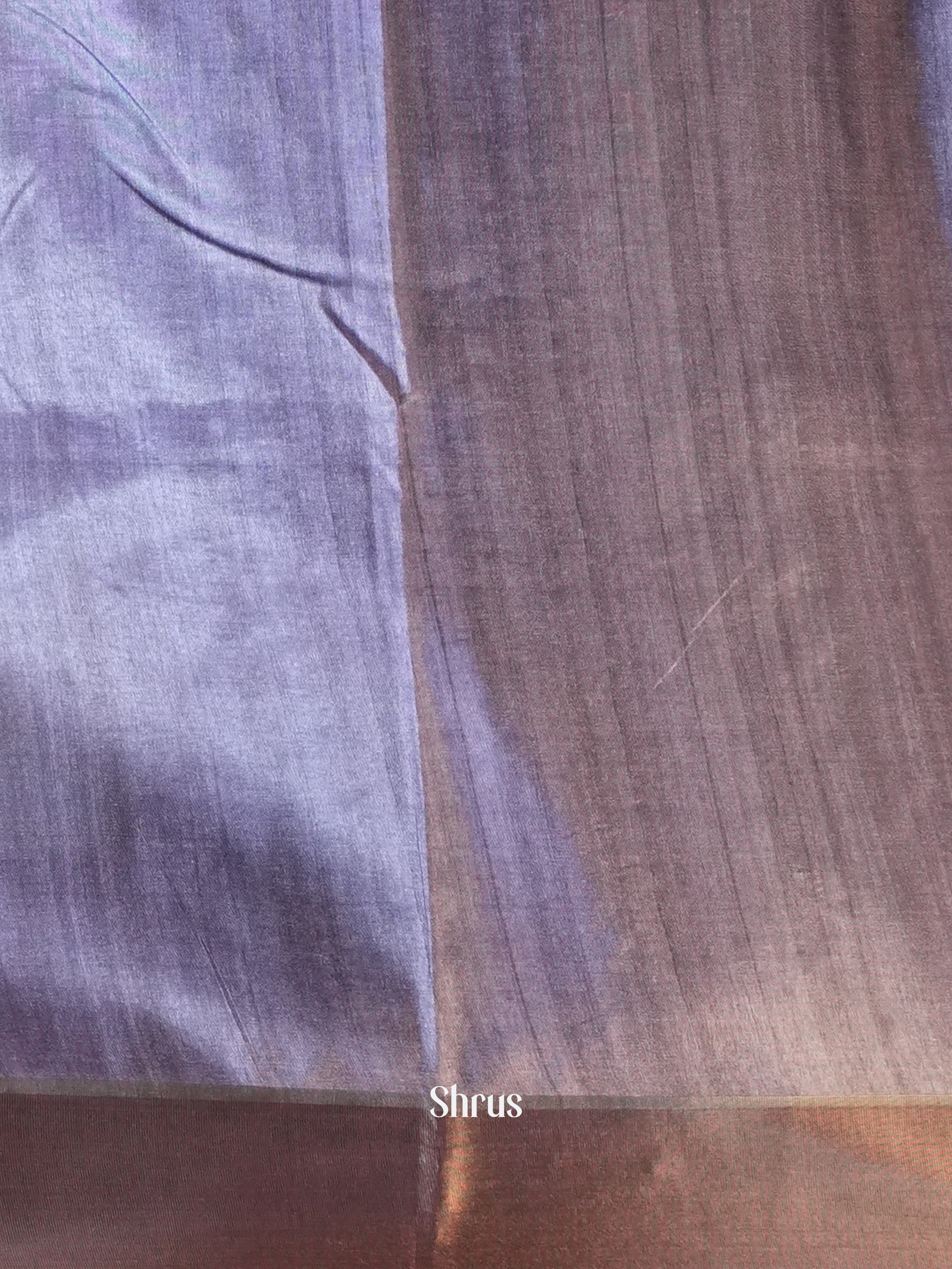 Purple - Printed Tussar Saree - Shop on Shrus.com