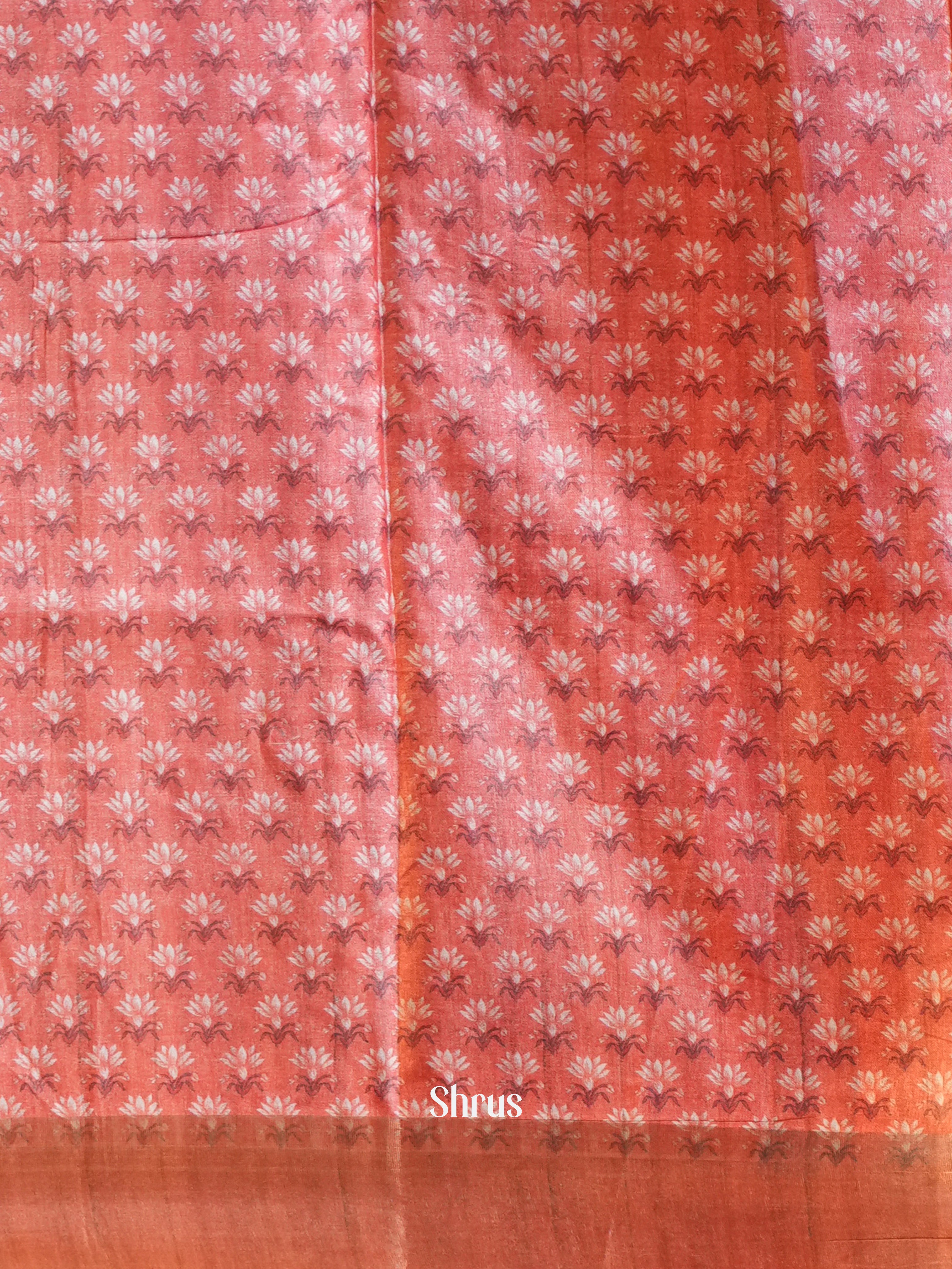 Grey & Brown - Printed Tussar Saree - Shop on Shrus.com
