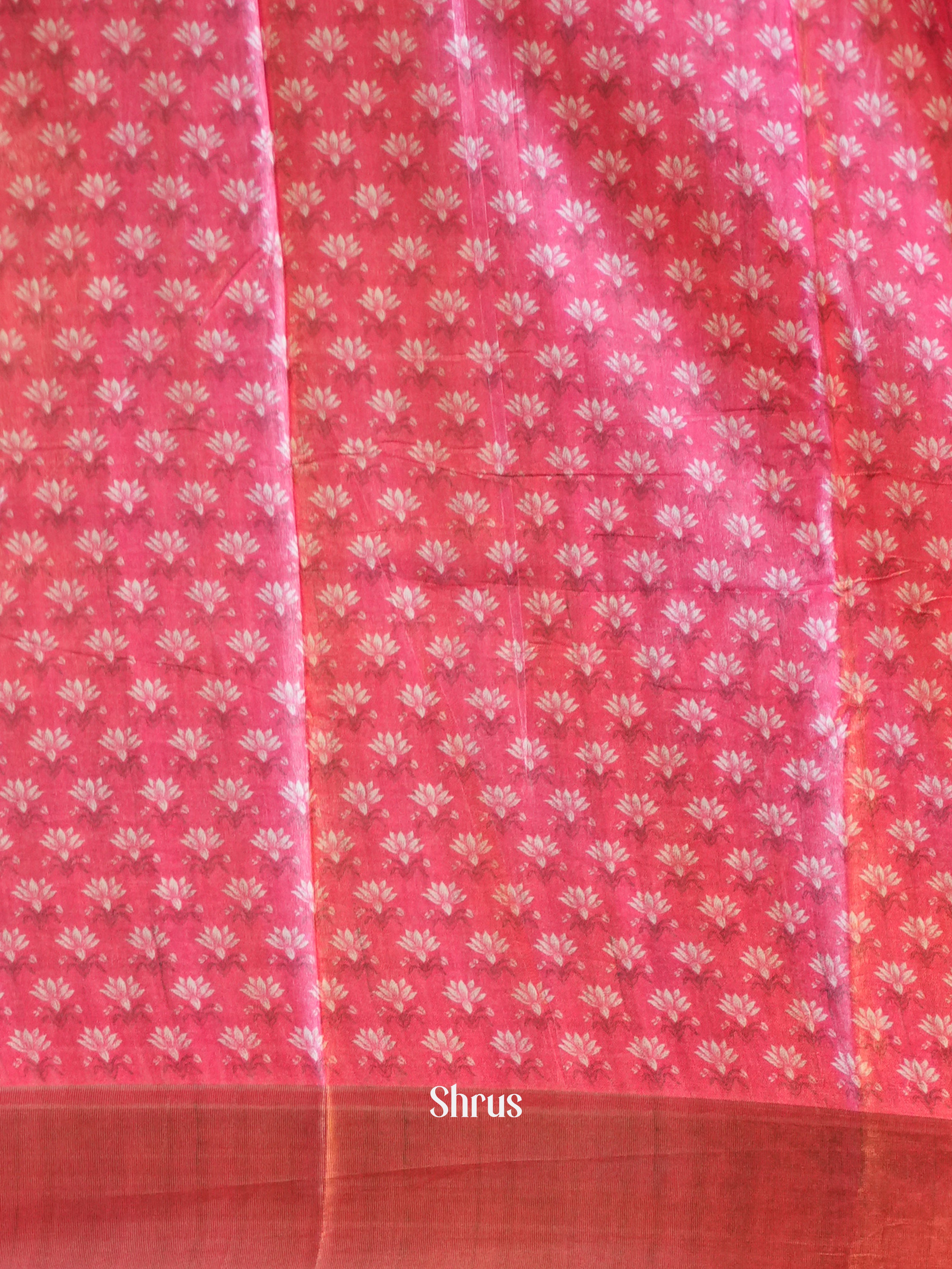 Grey & Pink - Printed Tussar Saree - Shop on Shrus.com