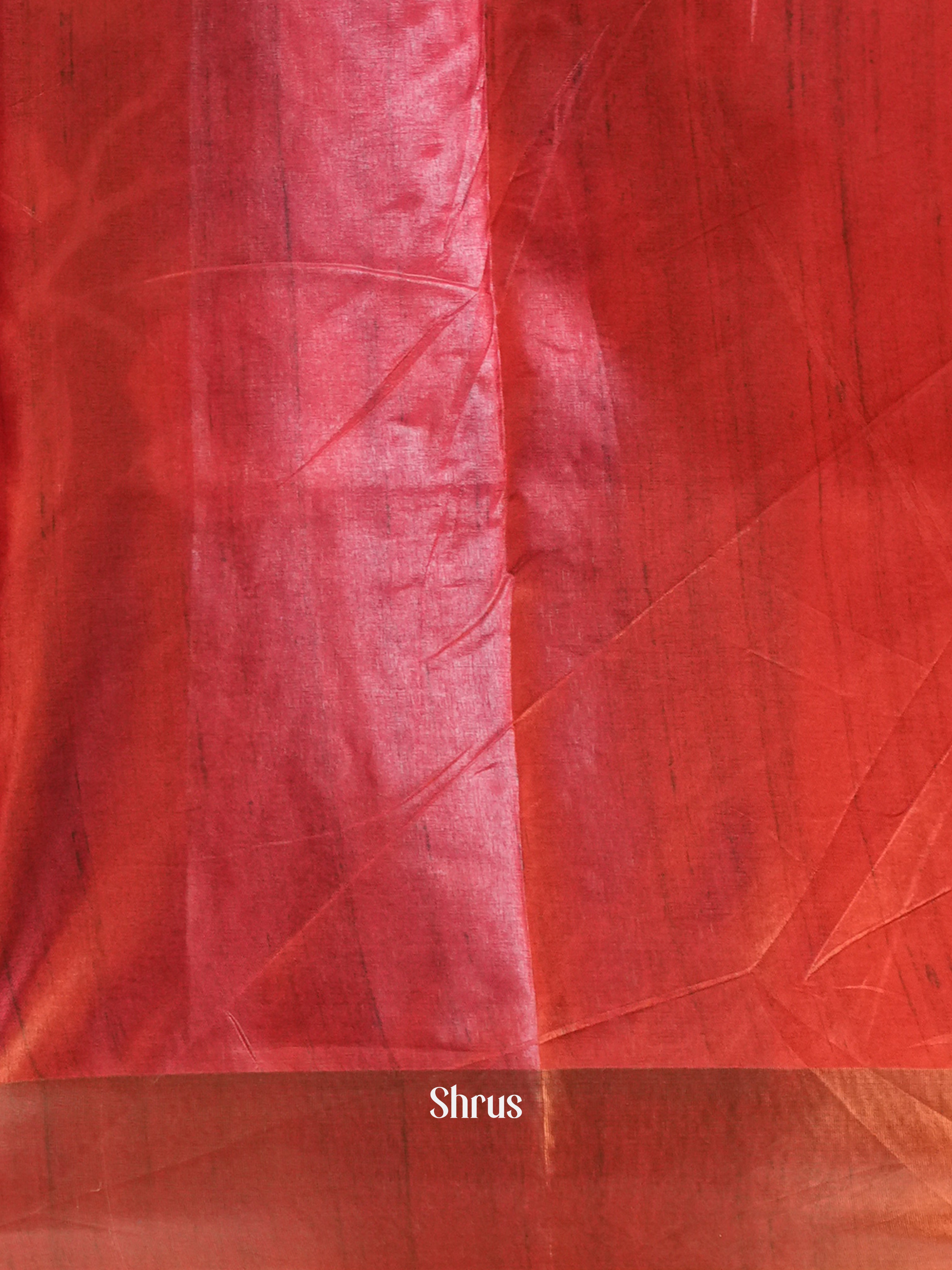 Black & Red- Printed Tussar Saree - Shop on Shrus.com