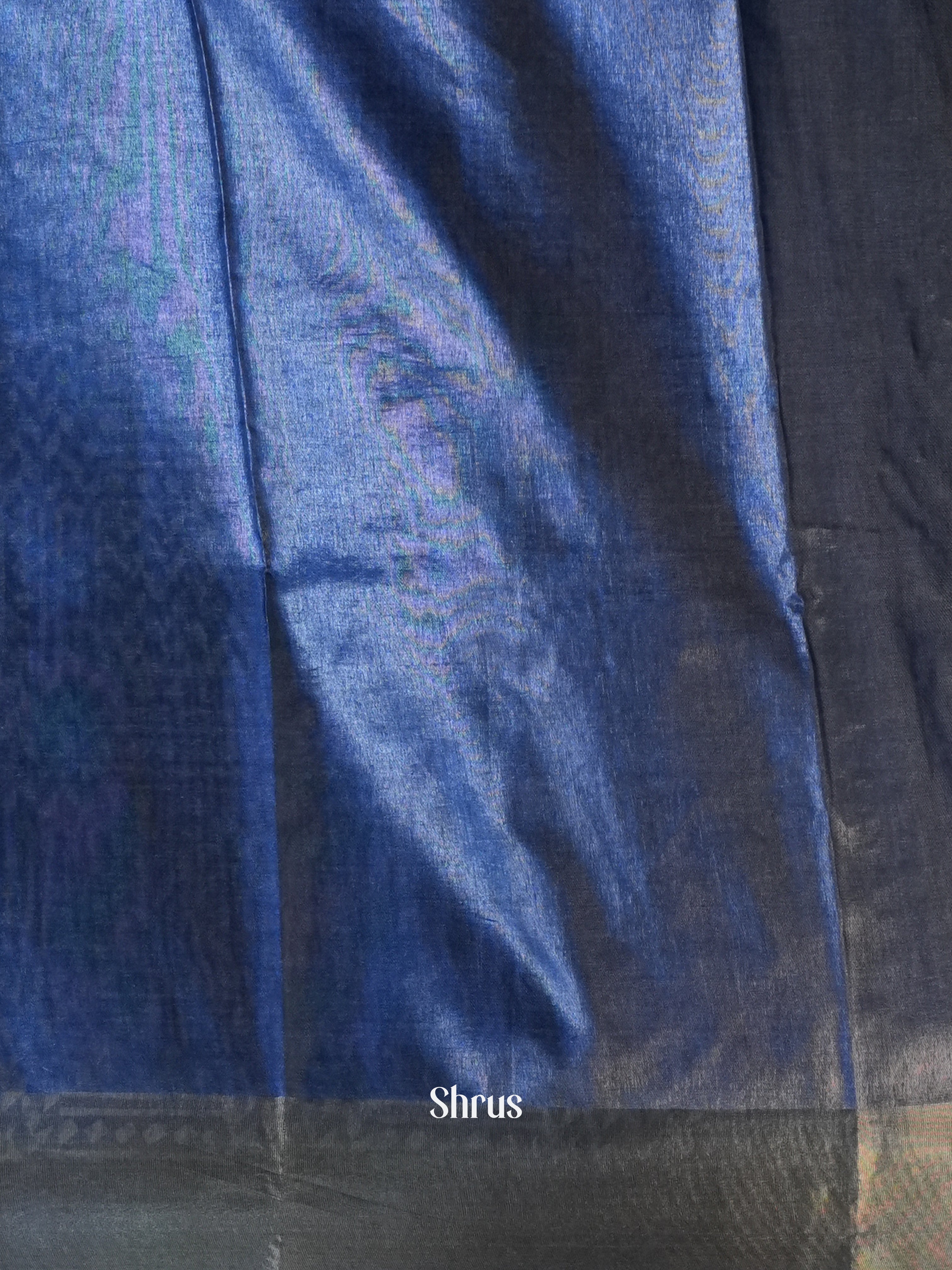 Blue - Printed Tussar Saree - Shop on Shrus.com