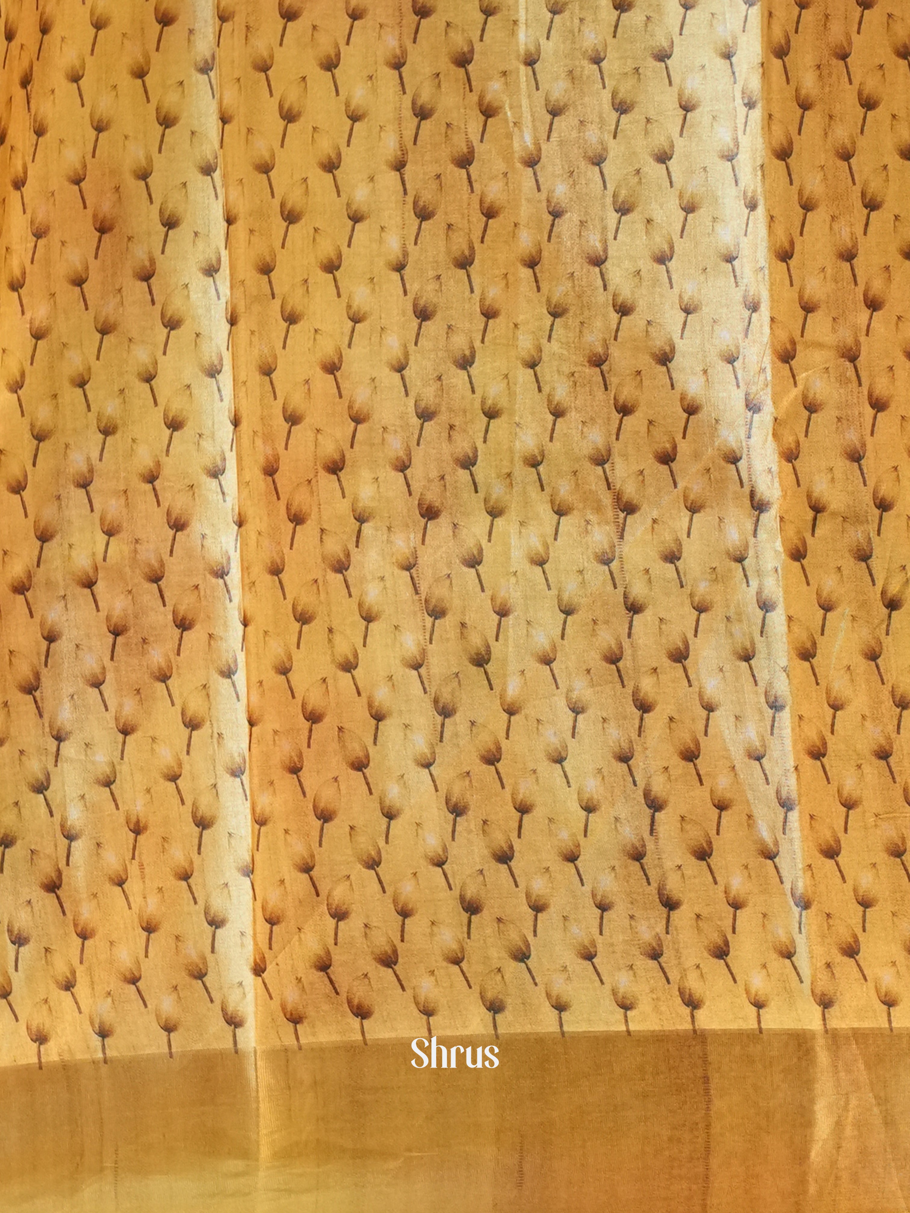 Brown - Printed Tussar Saree - Shop on Shrus.com