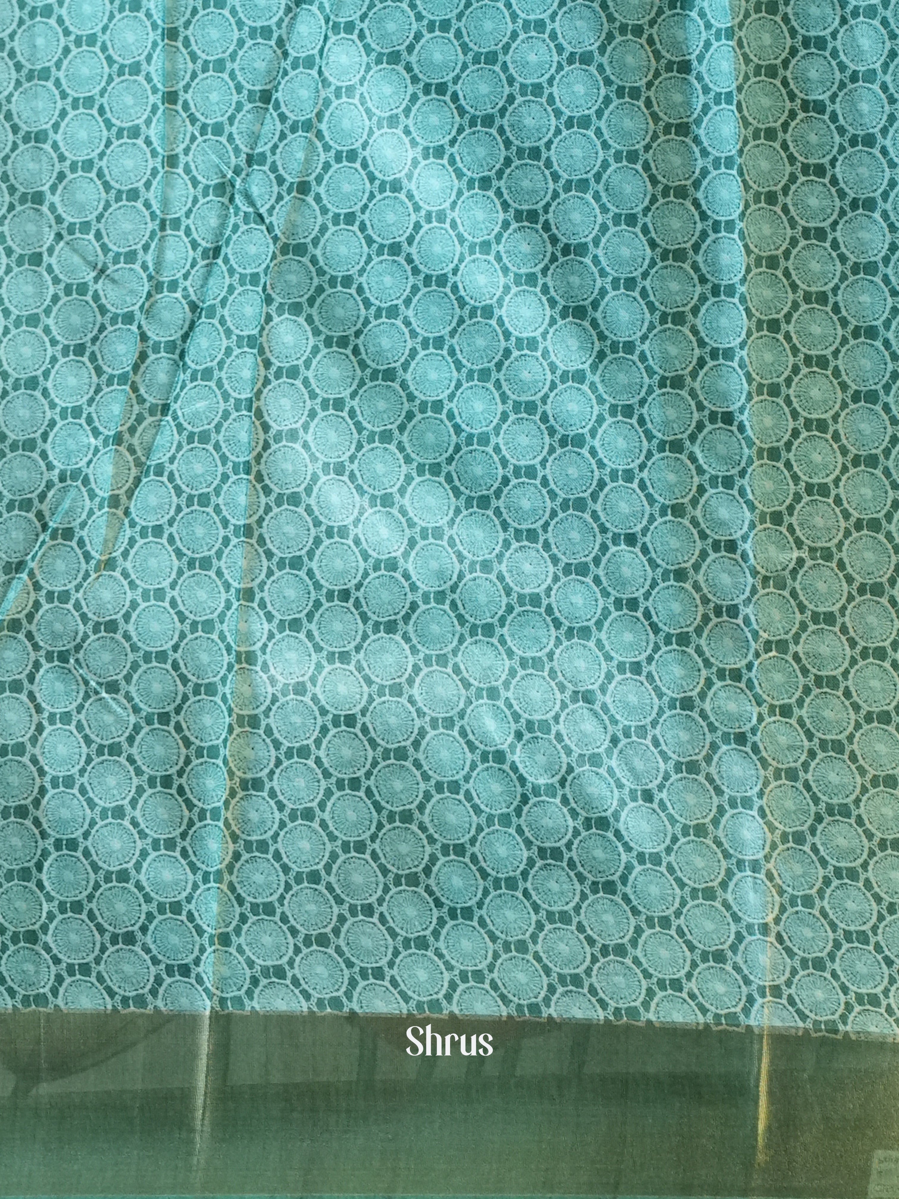 Grey & Green - Printed Tussar Saree - Shop on Shrus.com