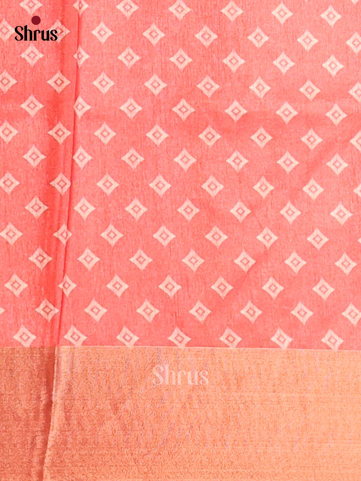 Mustrad with peach pink - Printed Tussar - CIS06535 - Shop on Shrus.com