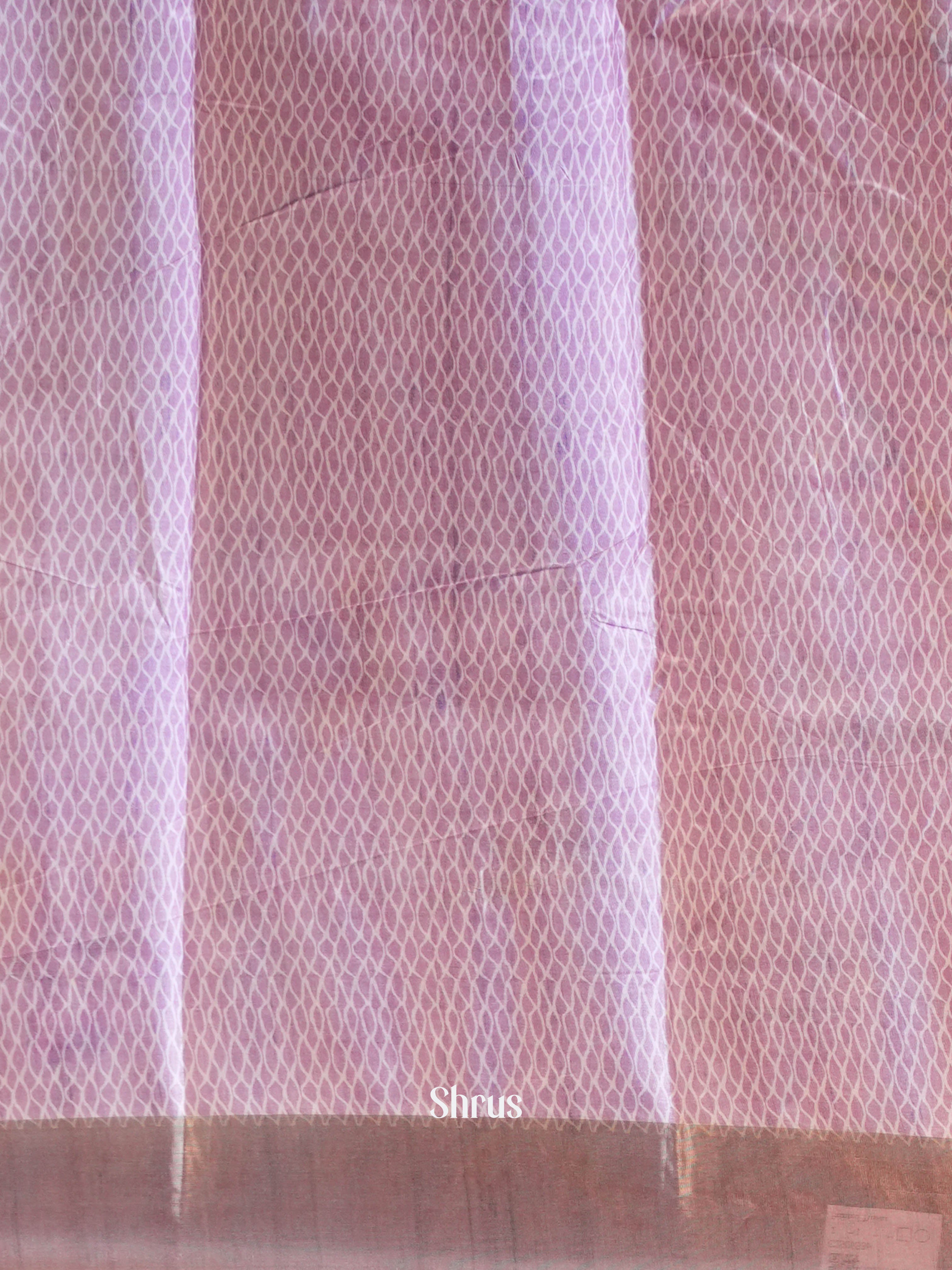 Cream & Lavender- Printed Tussar Saree - Shop on Shrus.com