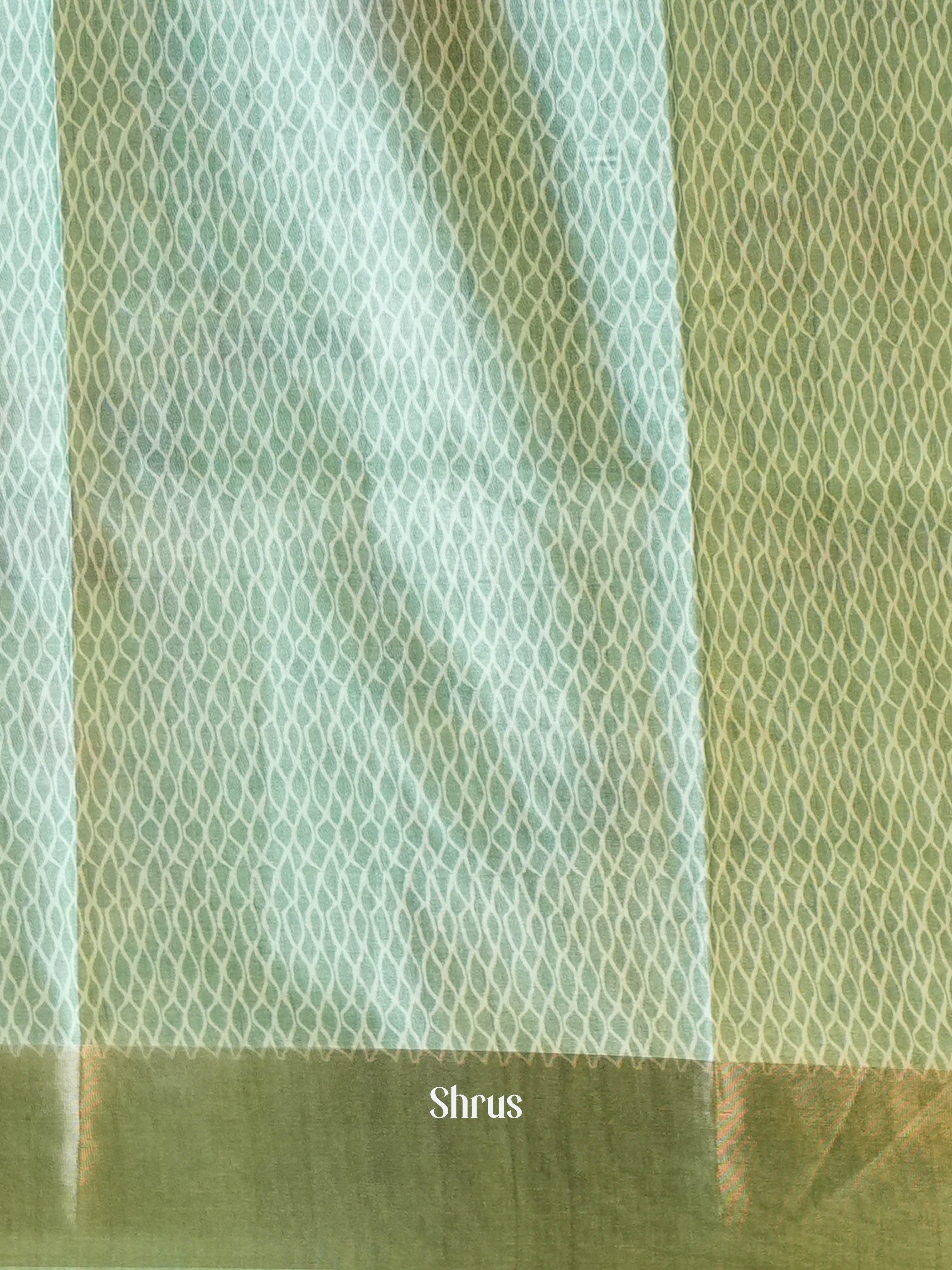 Blue & Green - Printed Tussar Saree - Shop on Shrus.com