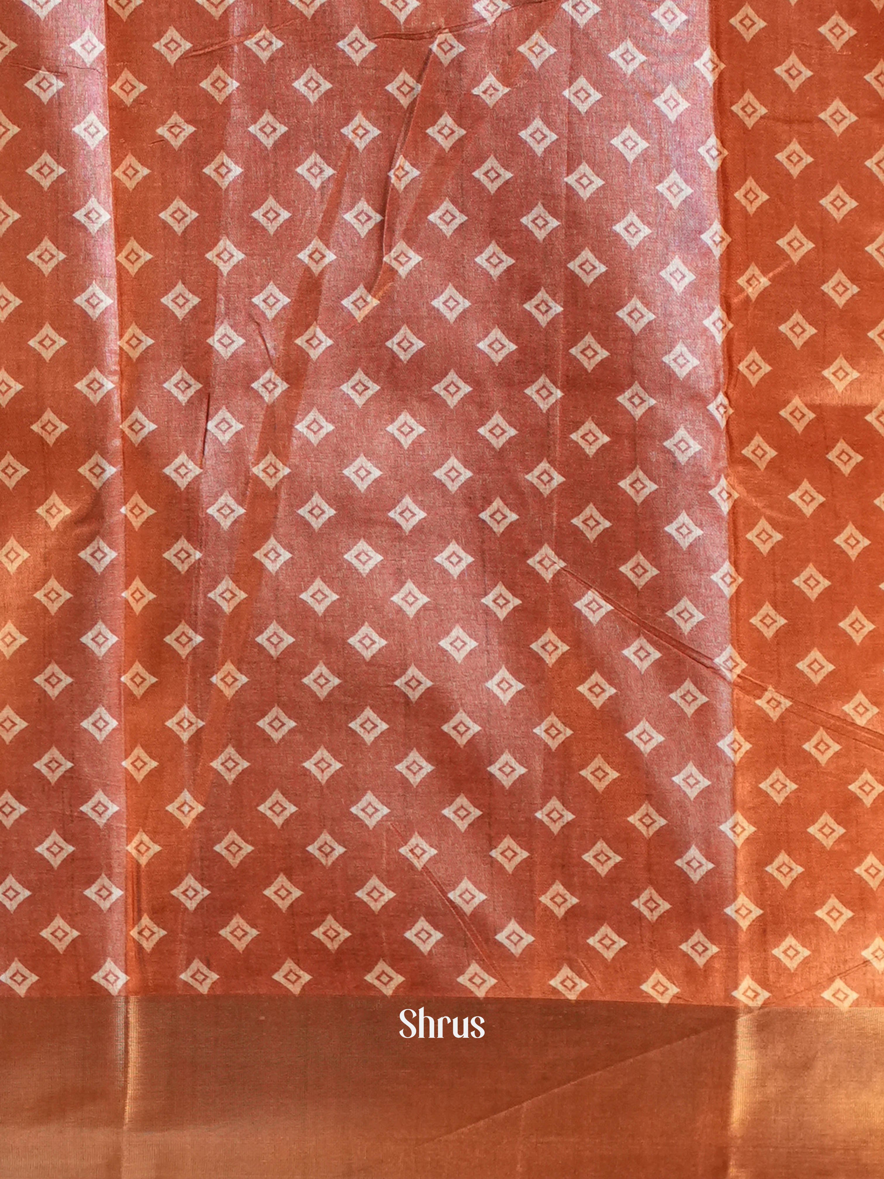 Grey & Brown - Printed Tussar Saree - Shop on Shrus.com