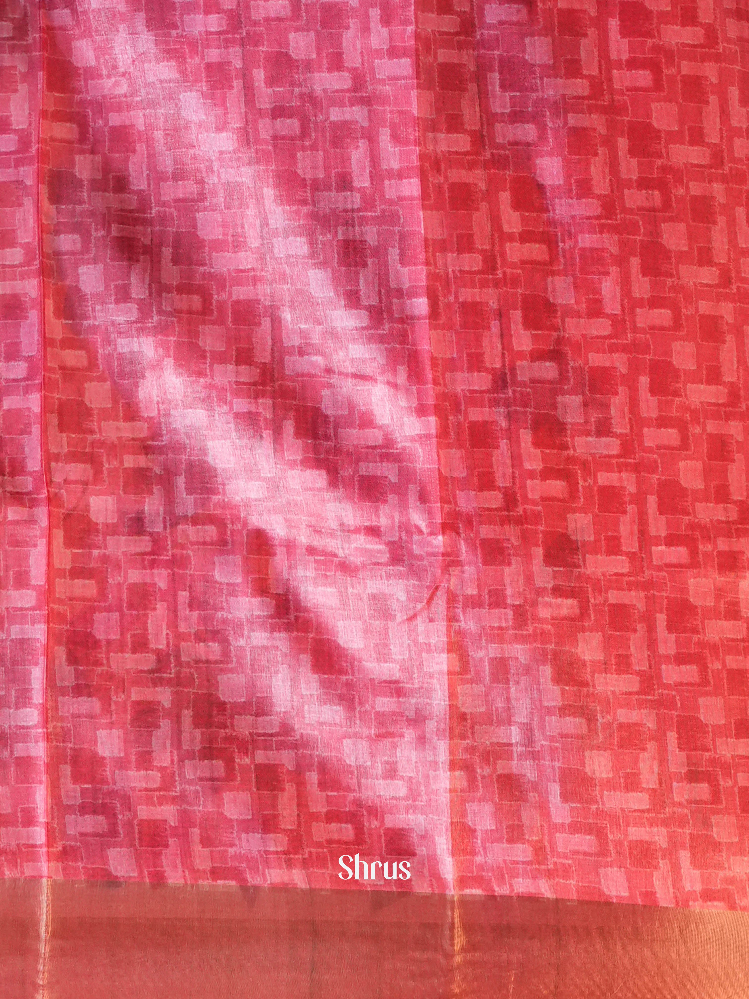 Pink - Printed Tussar Saree - Shop on Shrus.com