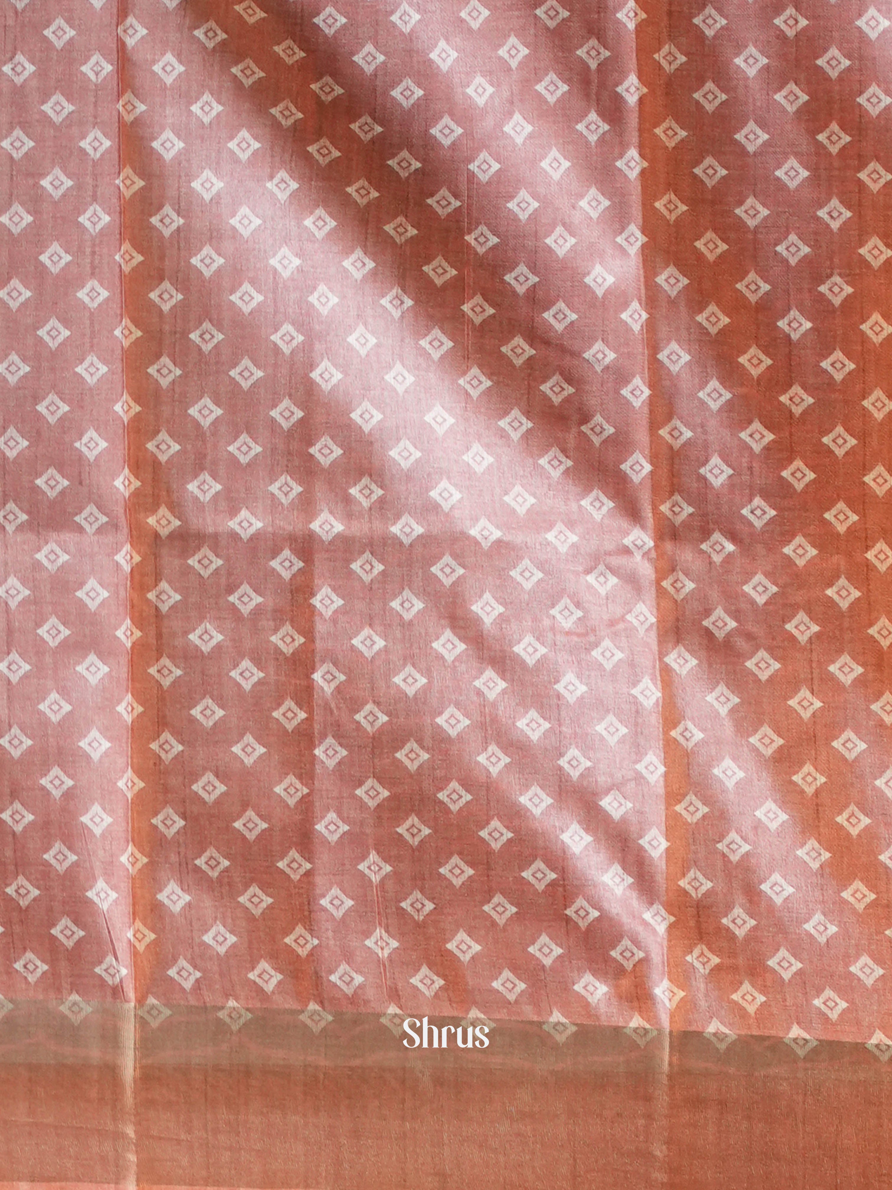 Blue & Brown - Printed Tussar Saree - Shop on Shrus.com