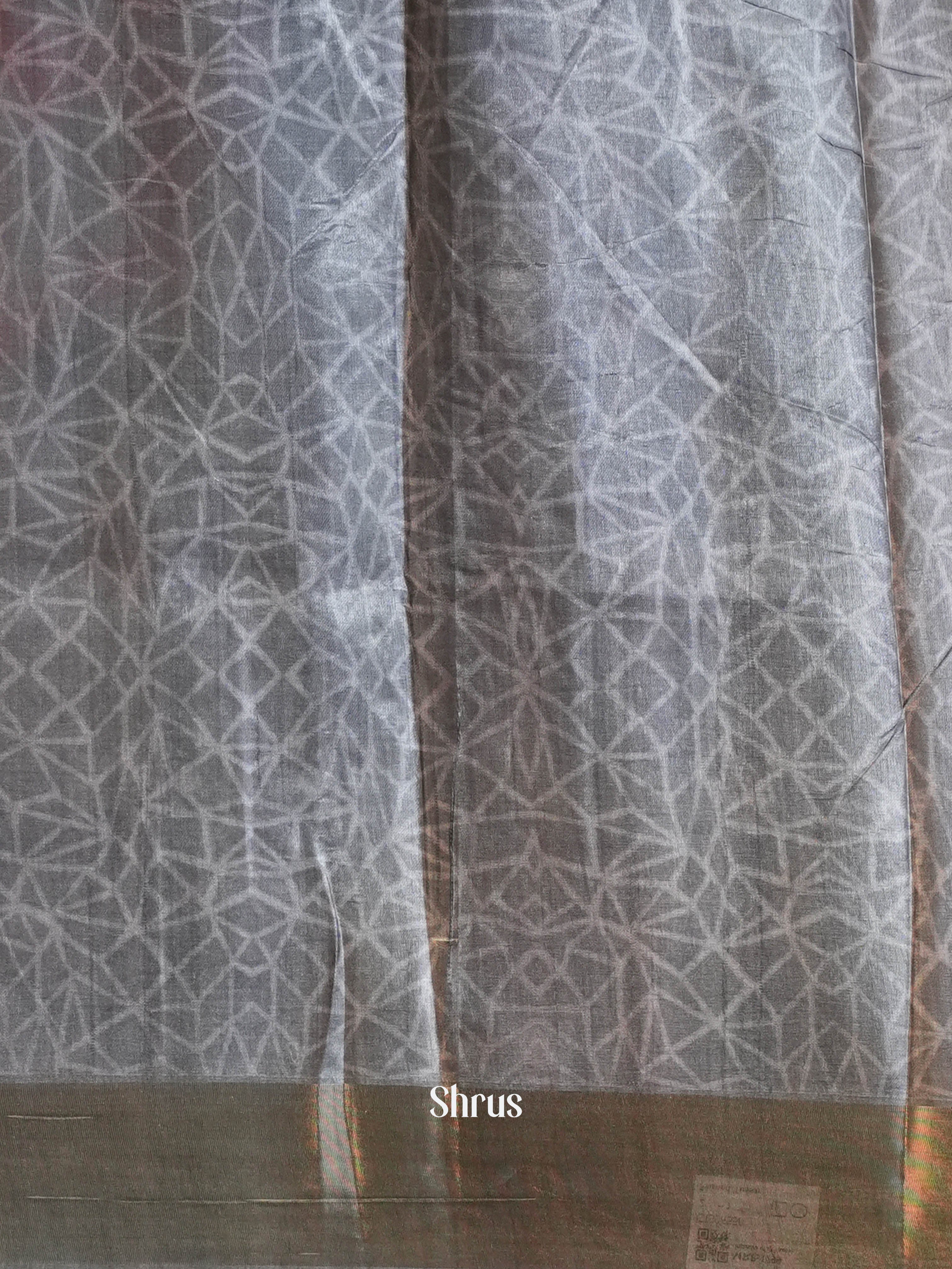 Grey - Printed Tussar Saree - Shop on Shrus.com