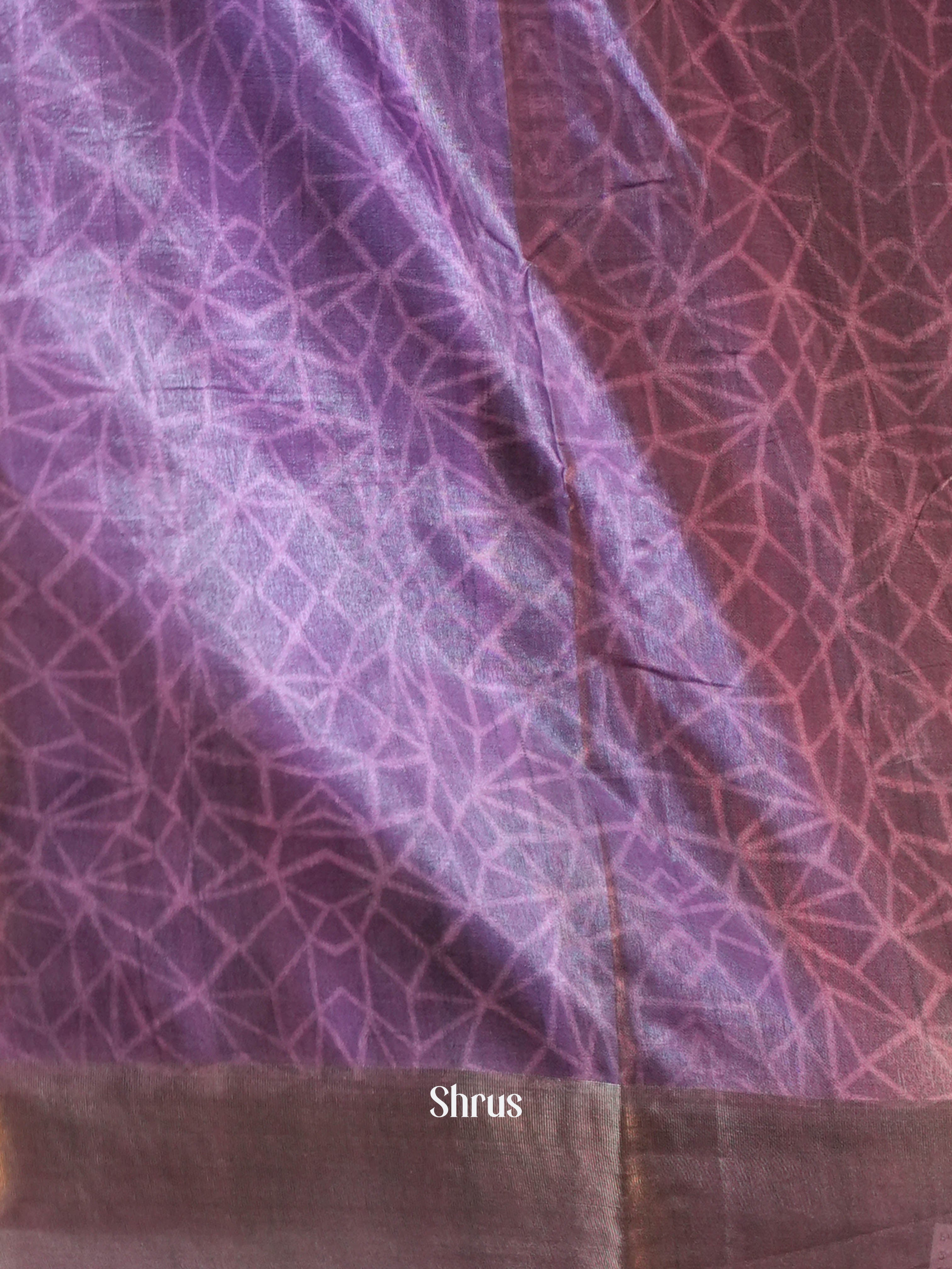 Purple - Printed Tussar Saree - Shop on Shrus.com