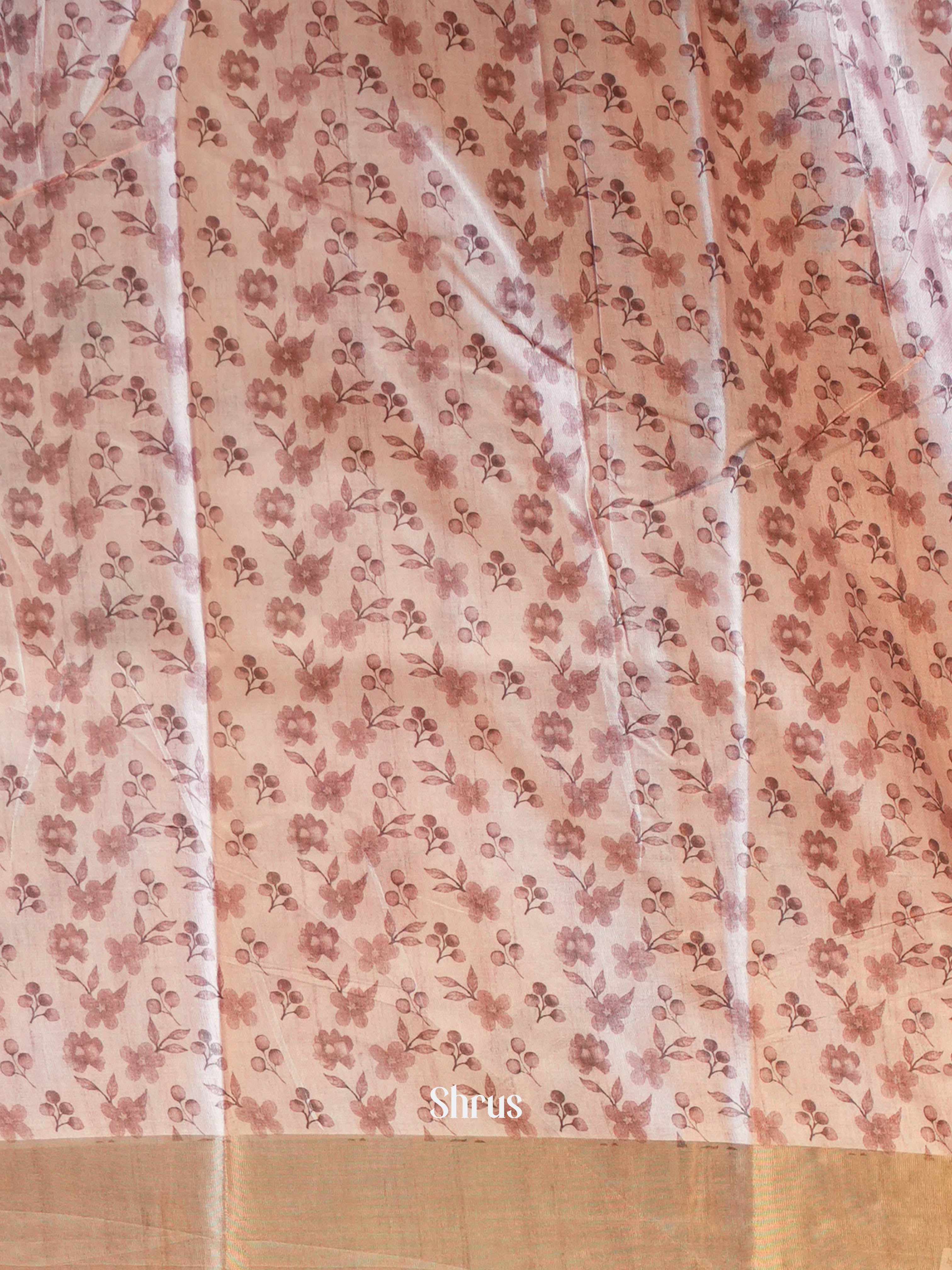 Mild Pink - Printed Tussar Saree - Shop on Shrus.com