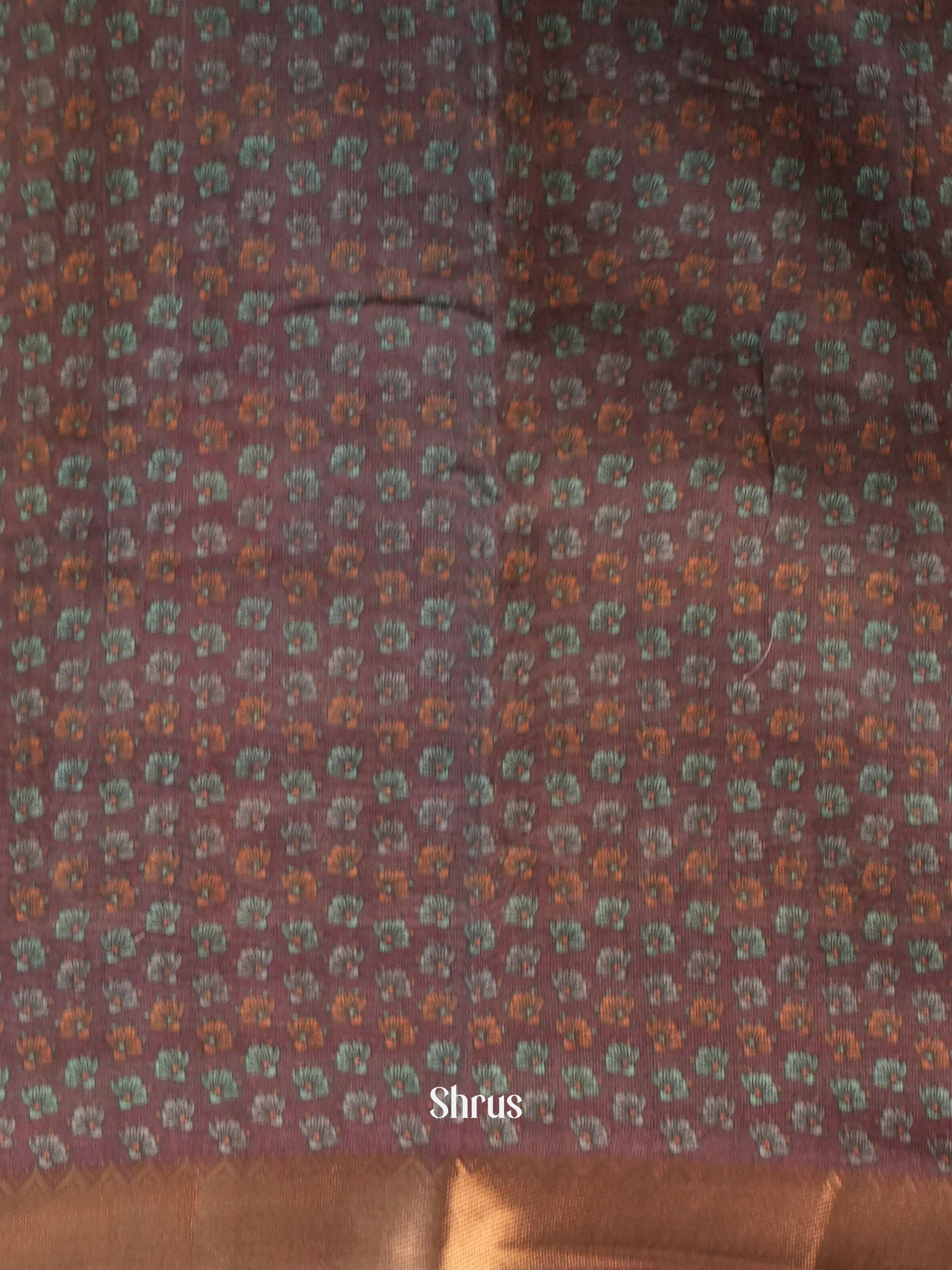 Grey & Brown- Semi Chanderi Saree - Shop on Shrus.com