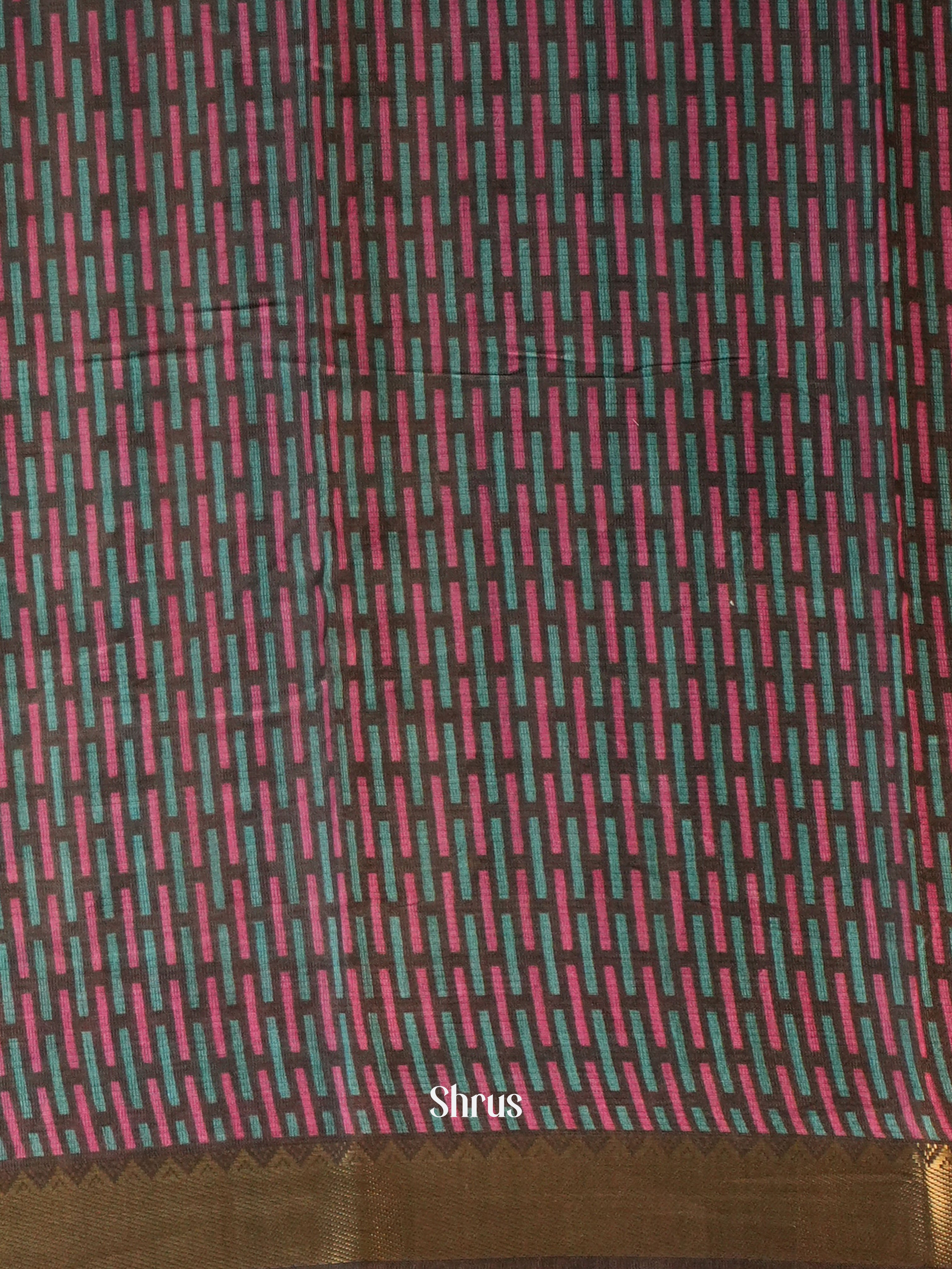 Green & Brown - Semi Chanderi Saree - Shop on Shrus.com