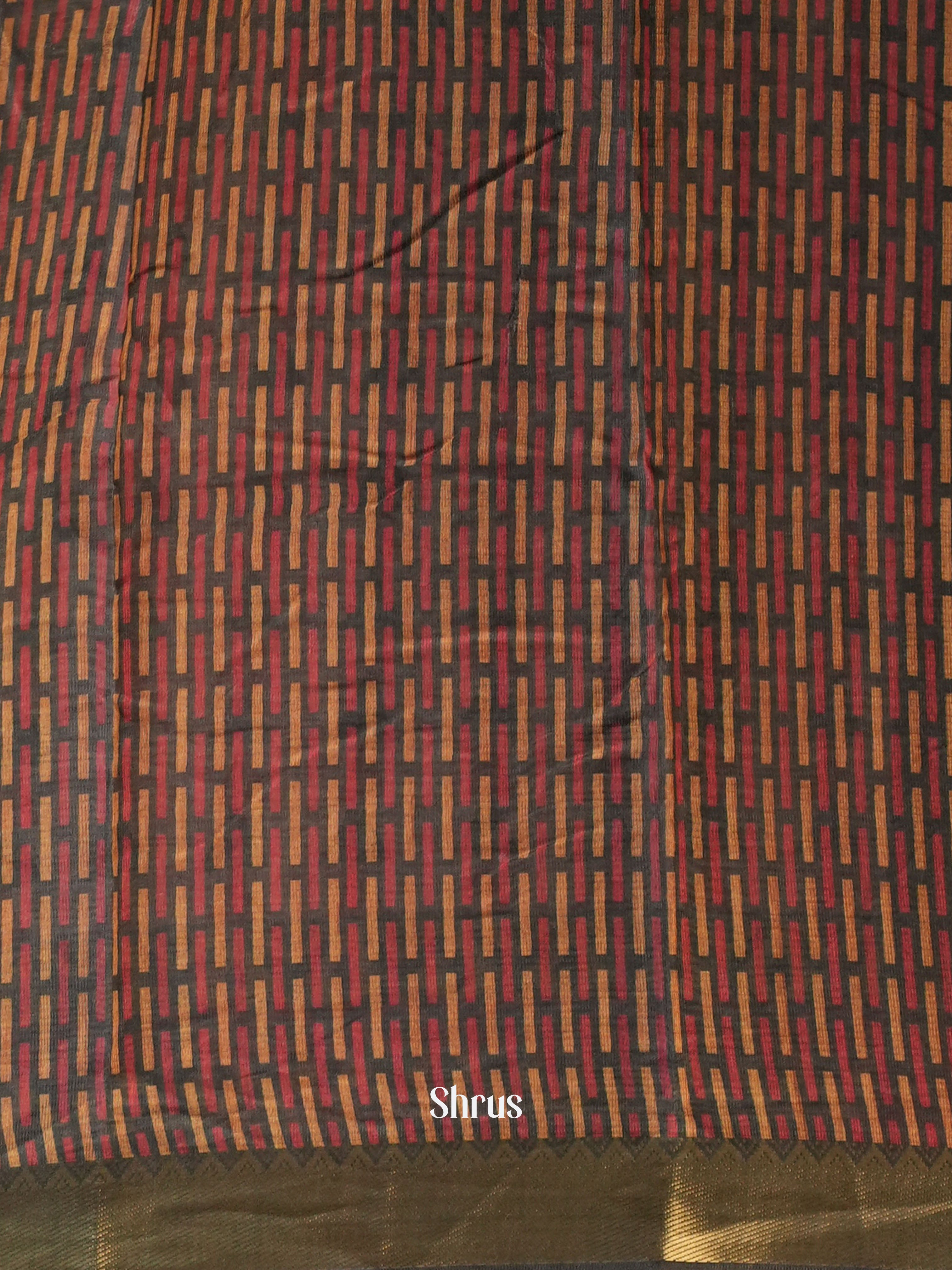 Pink & Black - Semi Chanderi Saree - Shop on Shrus.com