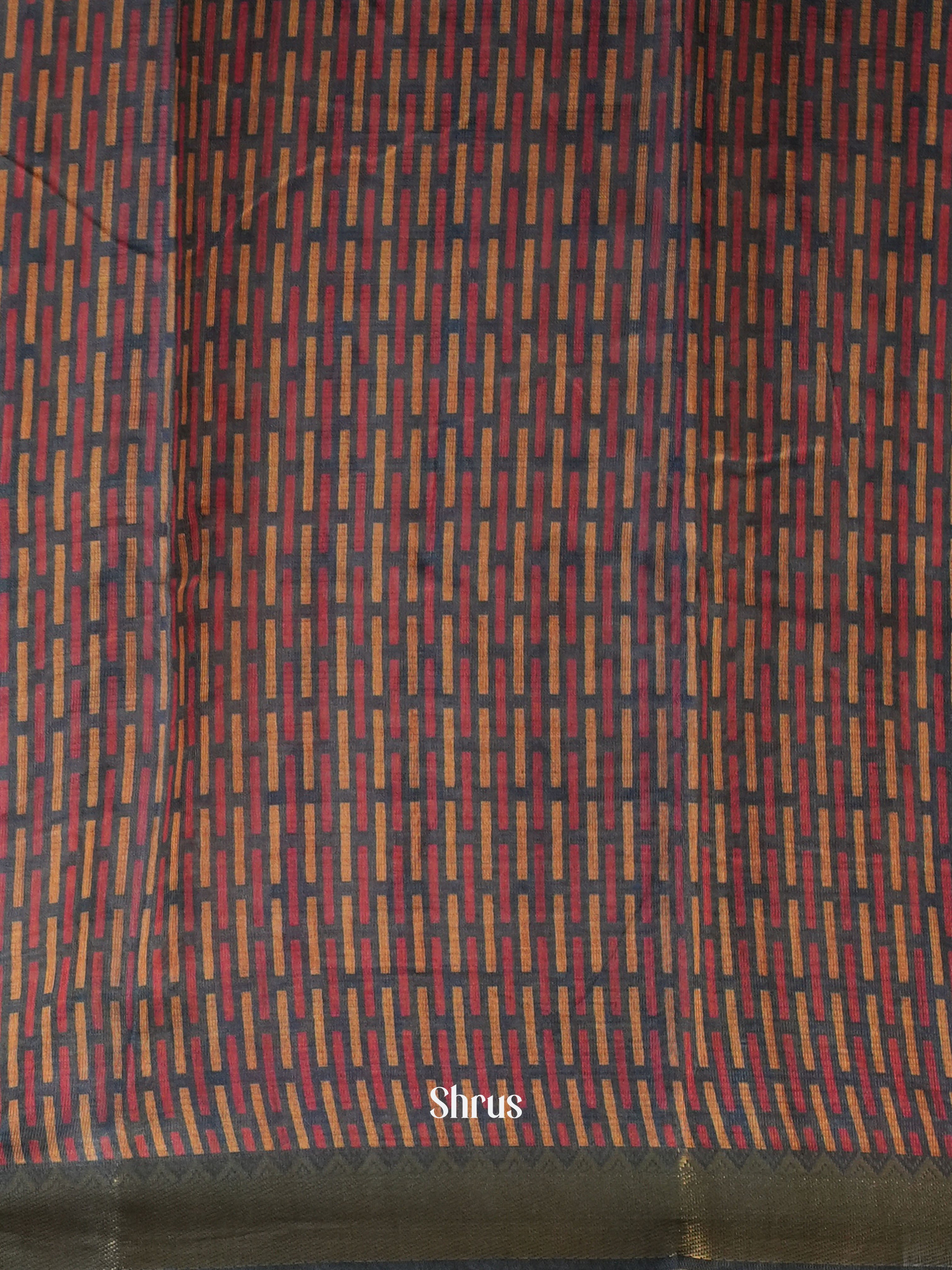 Pink & Blue - Semi Chanderi Saree - Shop on Shrus.com