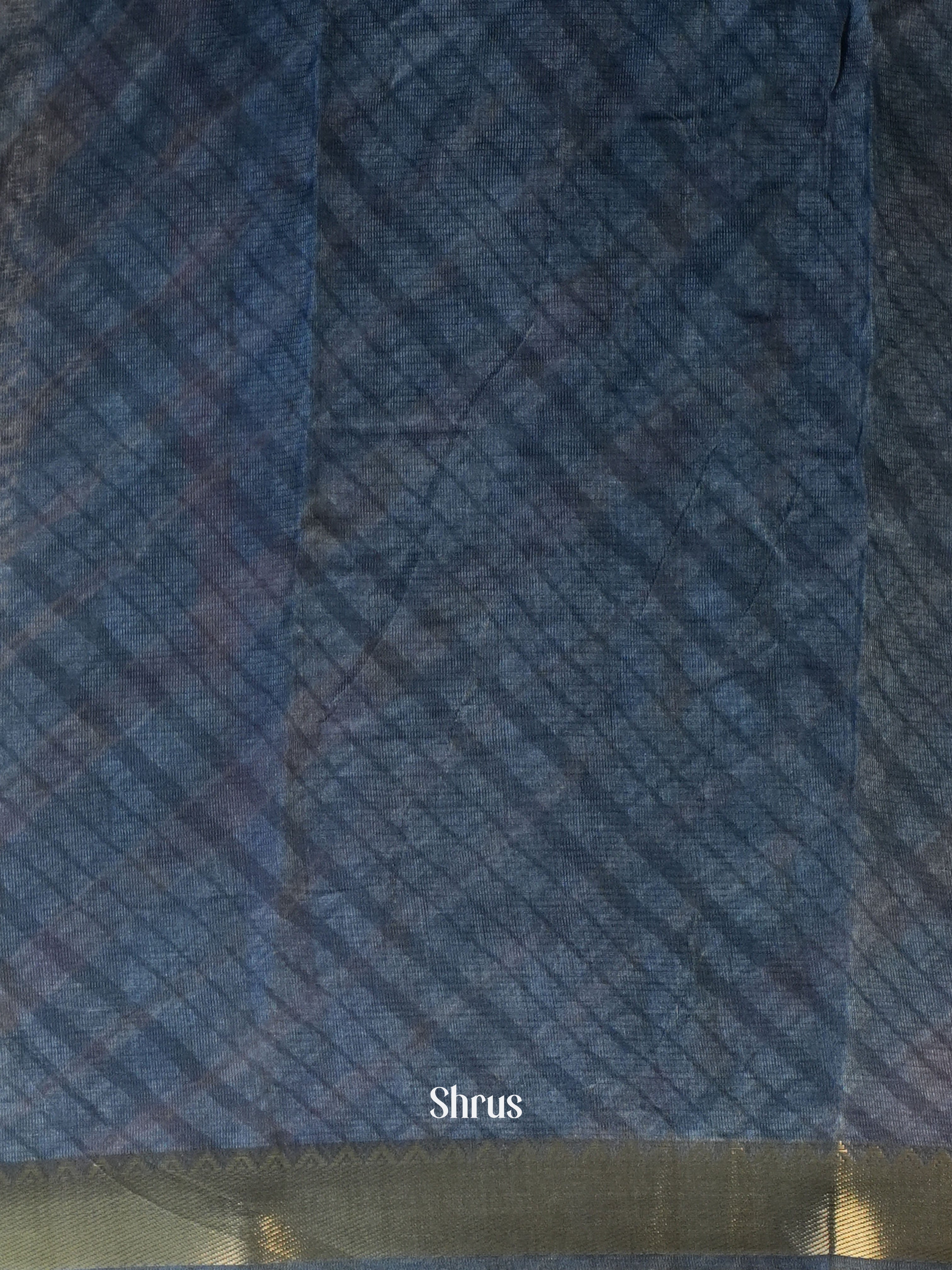 Blue- Semi Chanderi Saree - Shop on Shrus.com