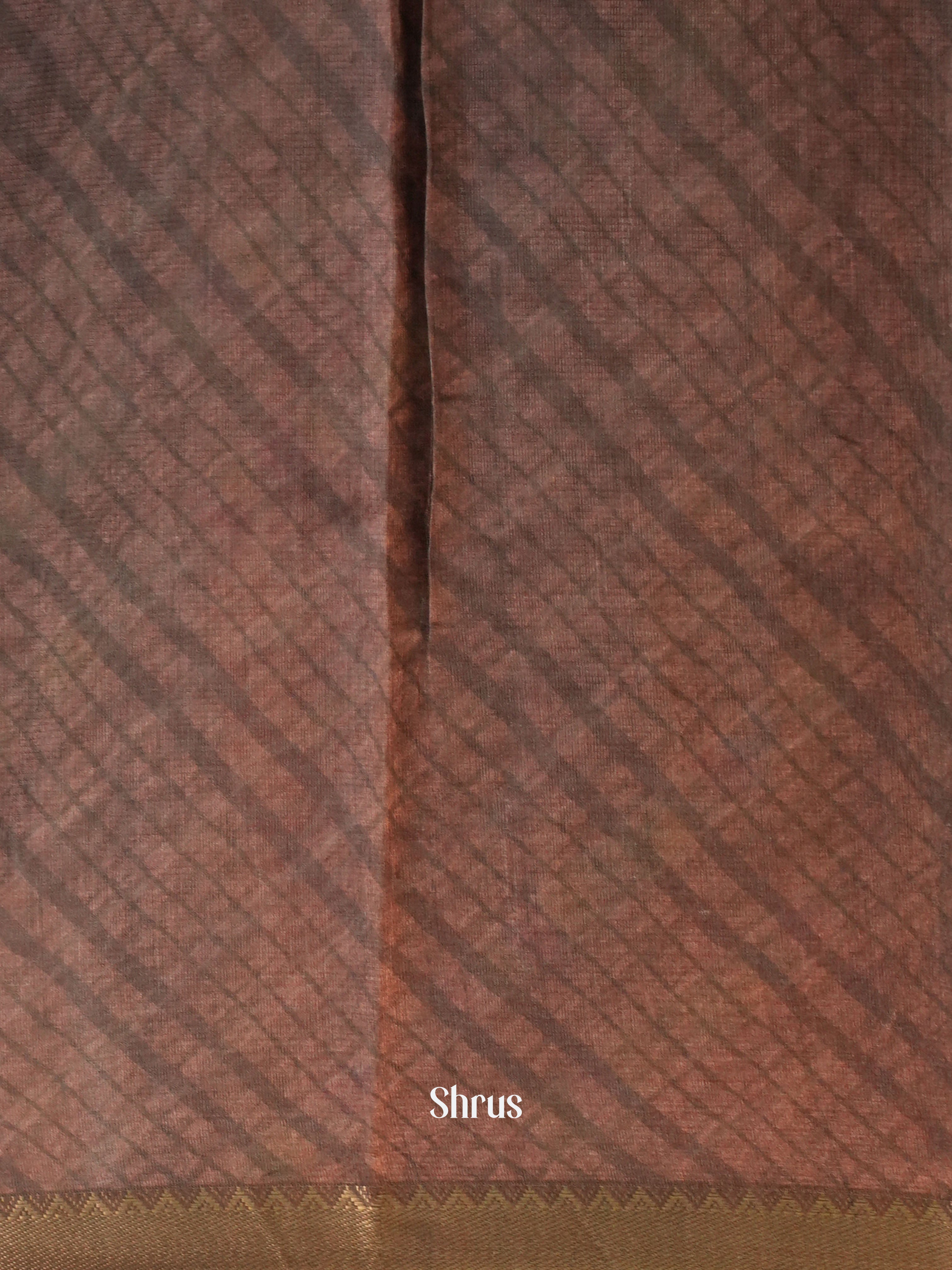 Brown - Semi Chanderi Saree - Shop on Shrus.com