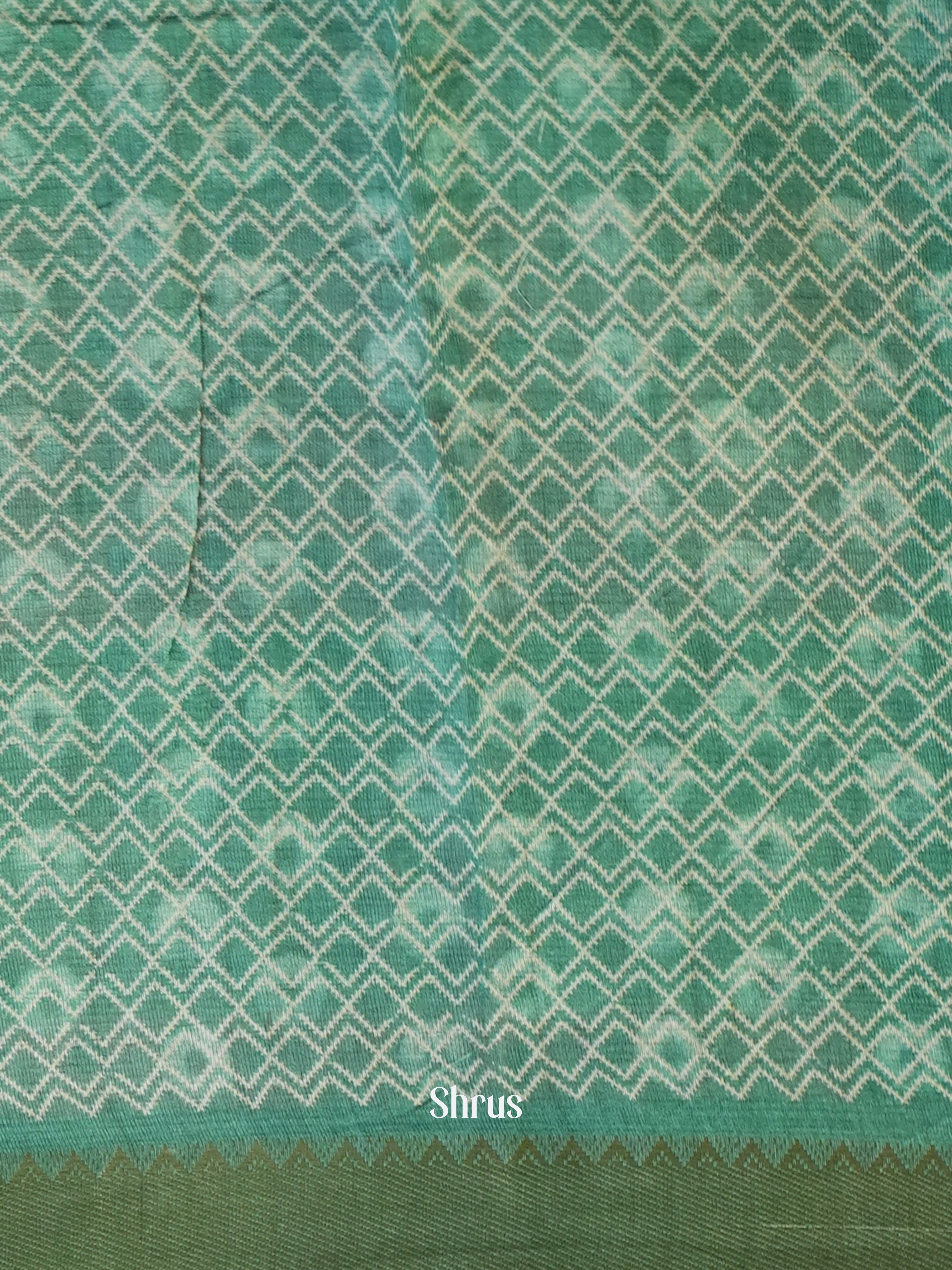 Green & Pink - Semi Chanderi Saree - Shop on Shrus.com