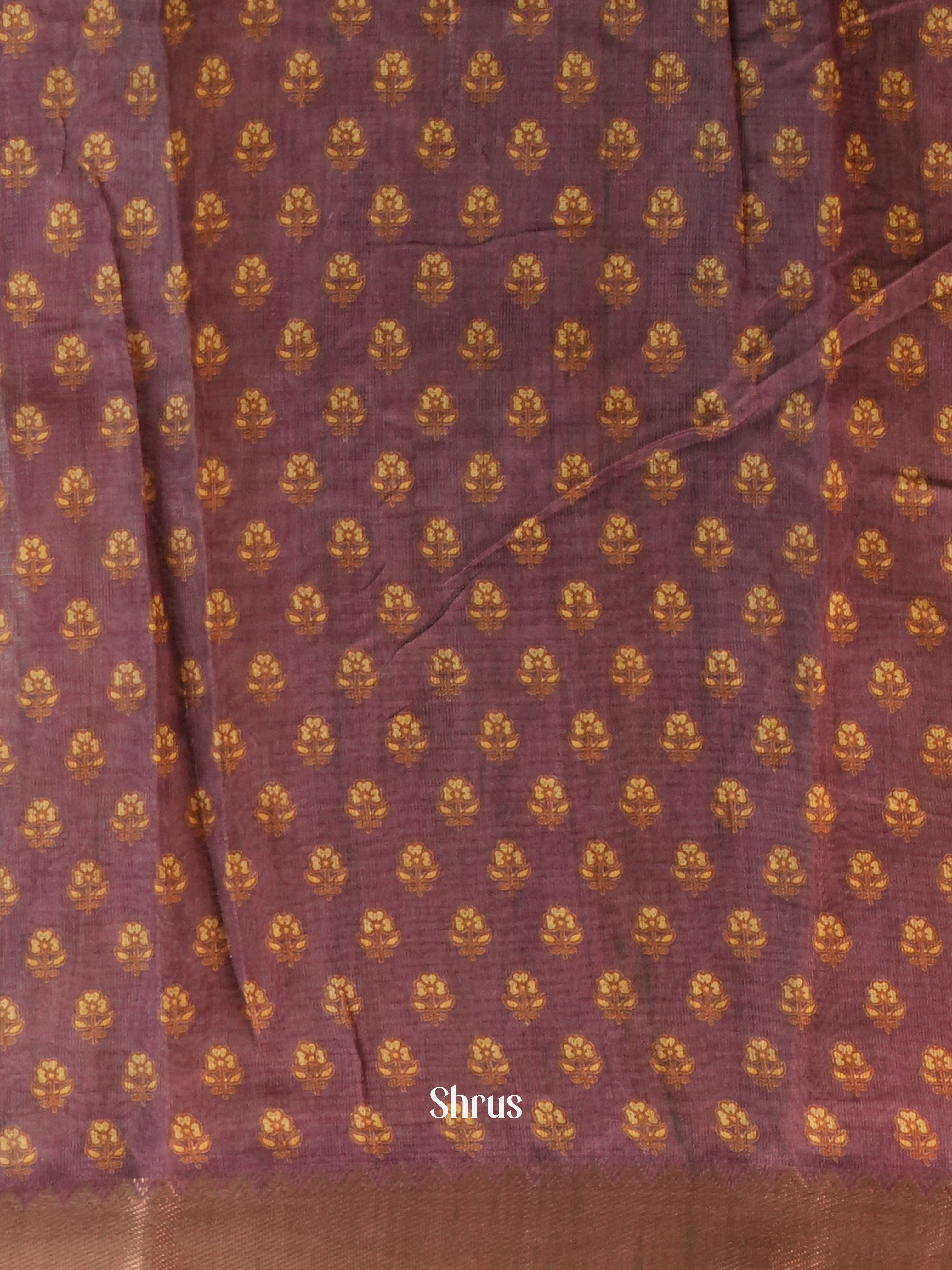 Beige & Brown - Semi Chanderi Saree - Shop on Shrus.com