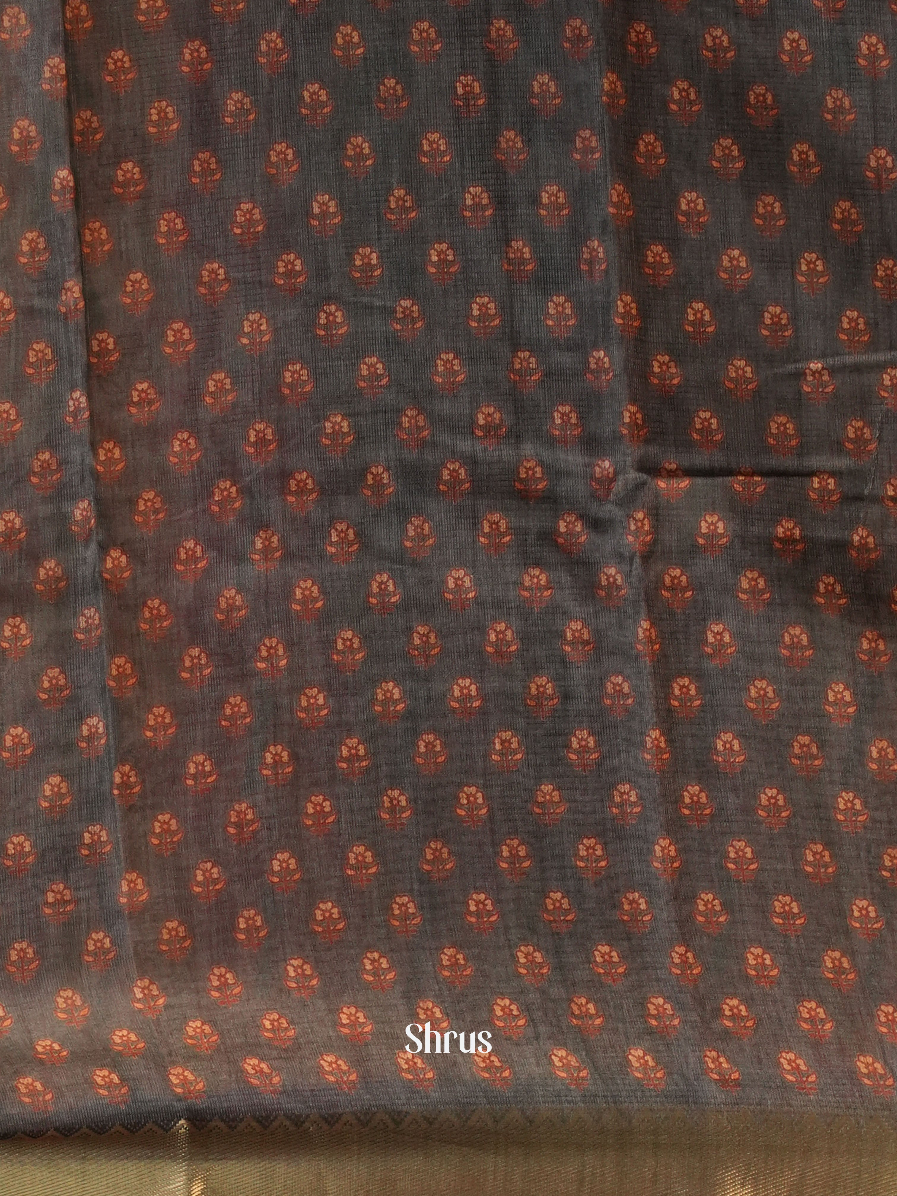 Beige & Grey - Semi Chanderi Saree - Shop on Shrus.com