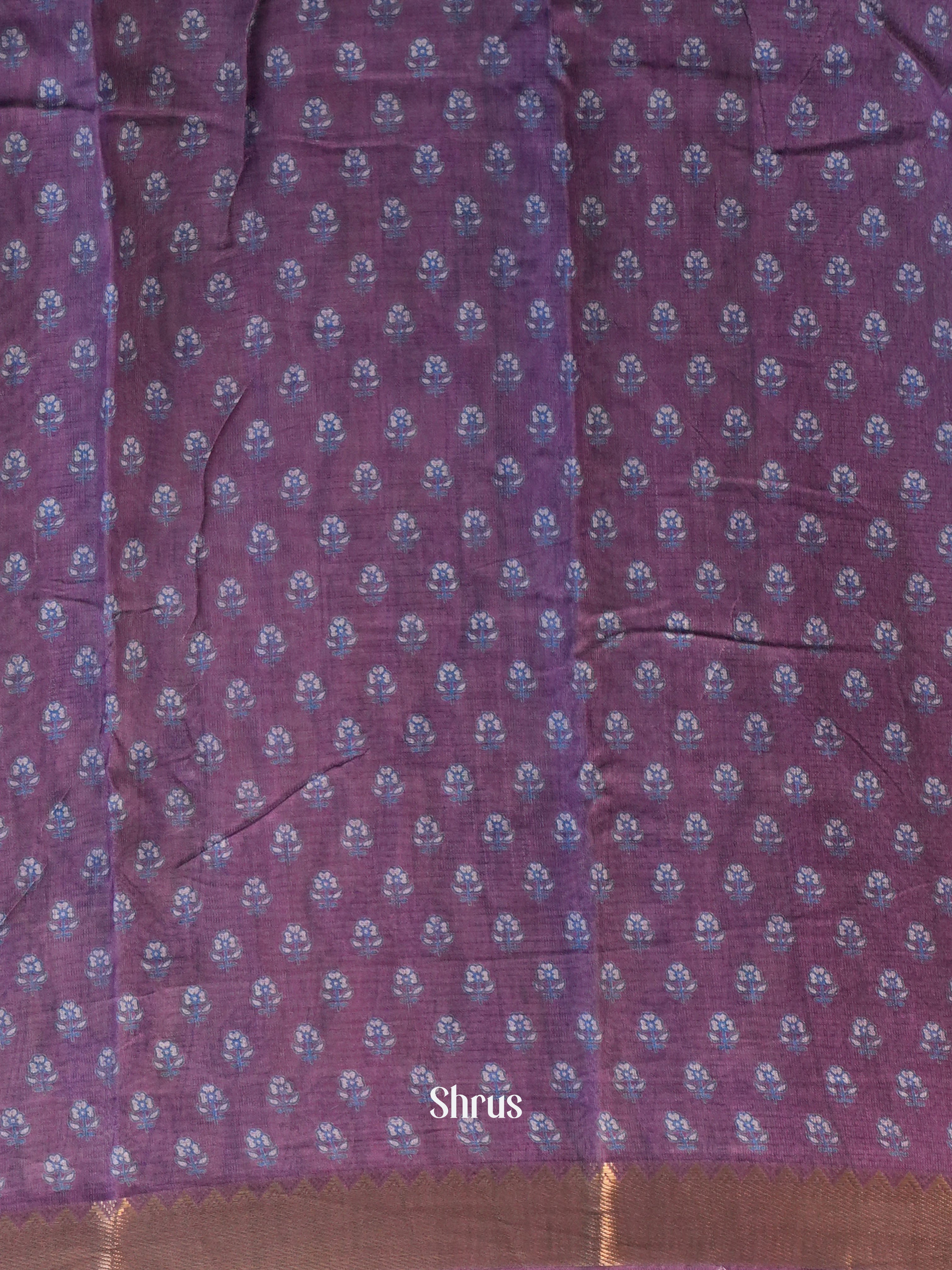 Mild Lavender & Purple - Semi Chanderi Saree - Shop on Shrus.com