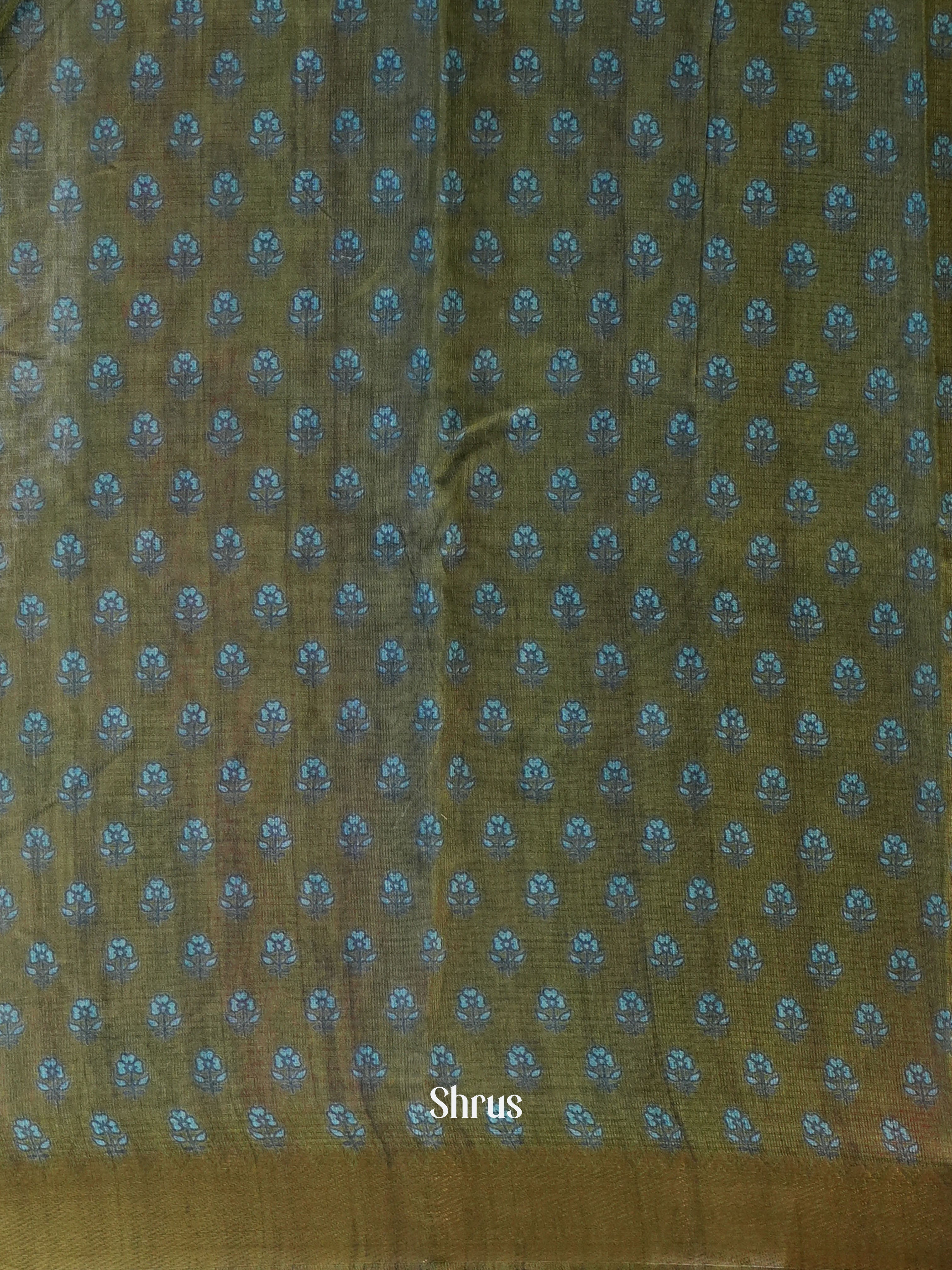 Grey & Green - Semi Chanderi Saree - Shop on Shrus.com