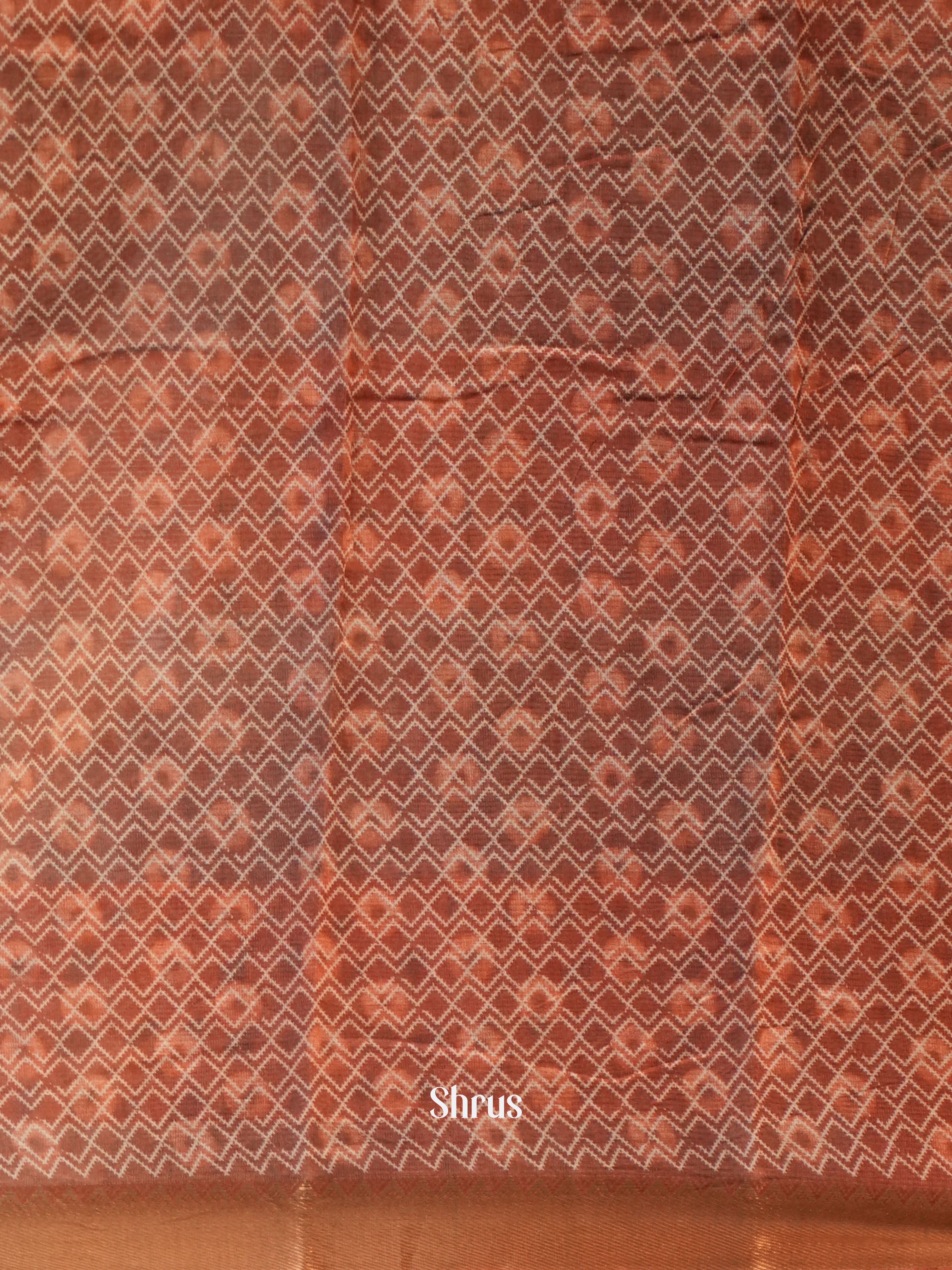 Blue & Brown - Semi Chanderi Saree - Shop on Shrus.com