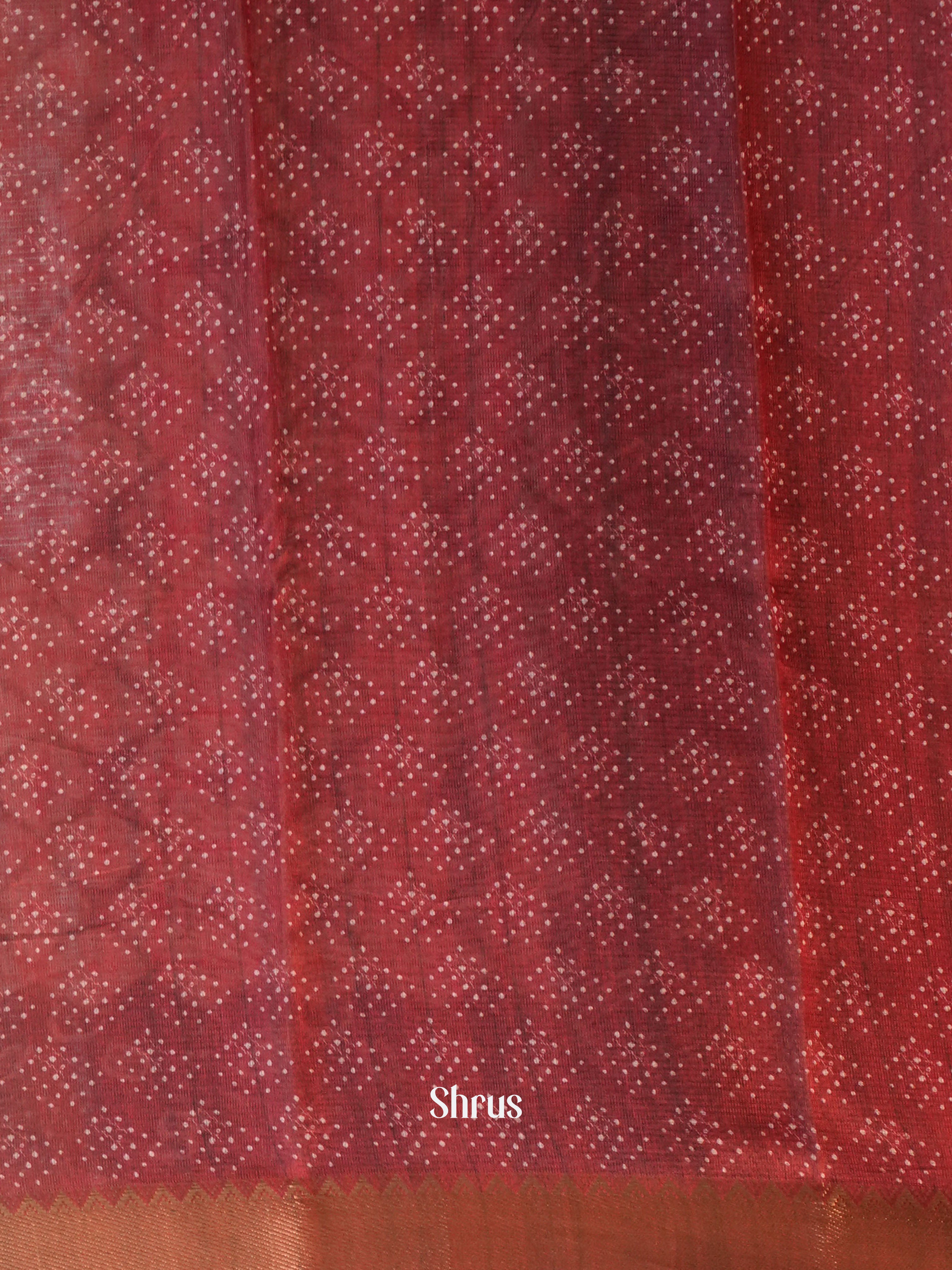 Cream & Maroon- Semi Chanderi Saree - Shop on Shrus.com