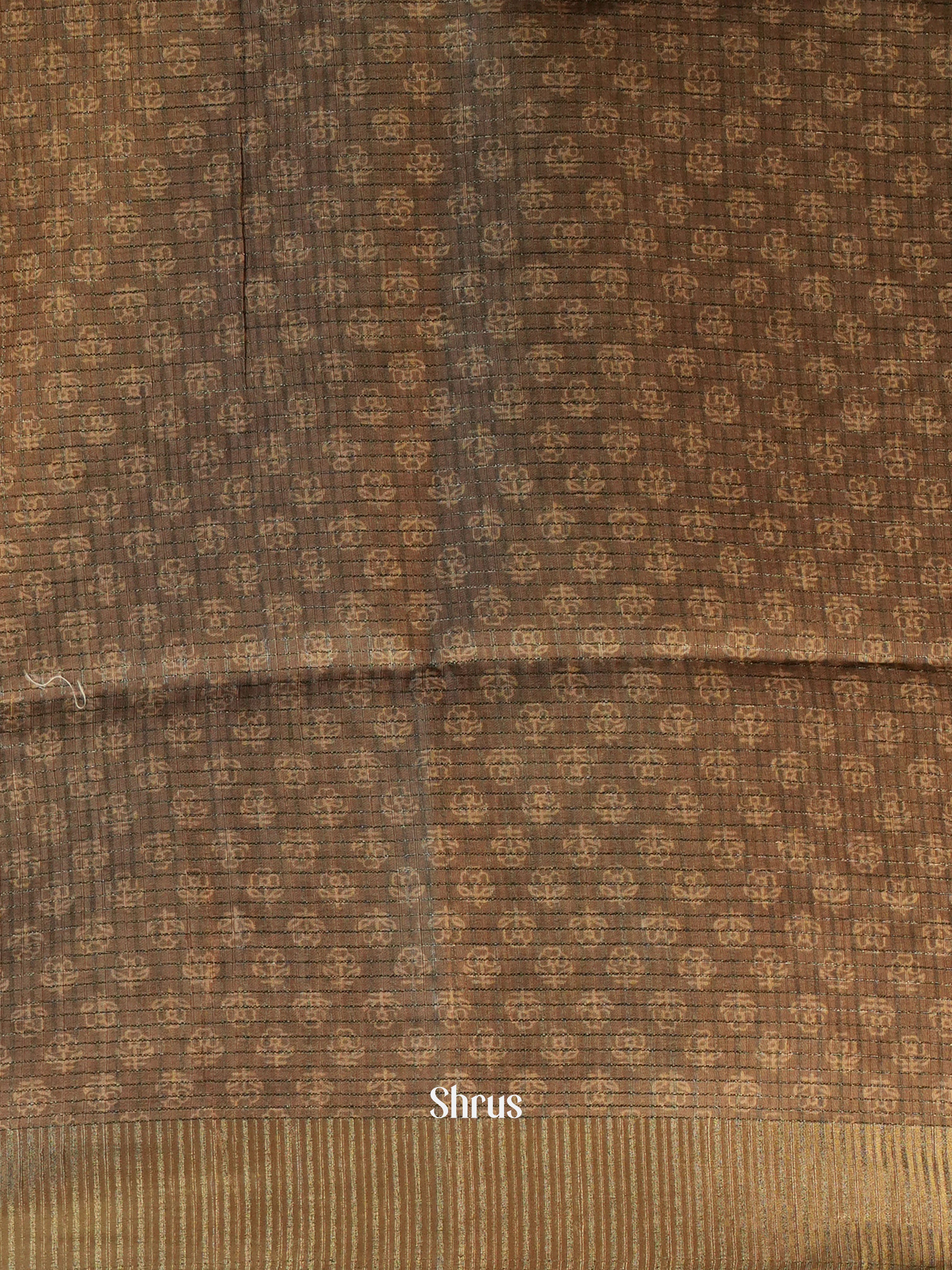 Brown - Semi Tussar Saree - Shop on Shrus.com