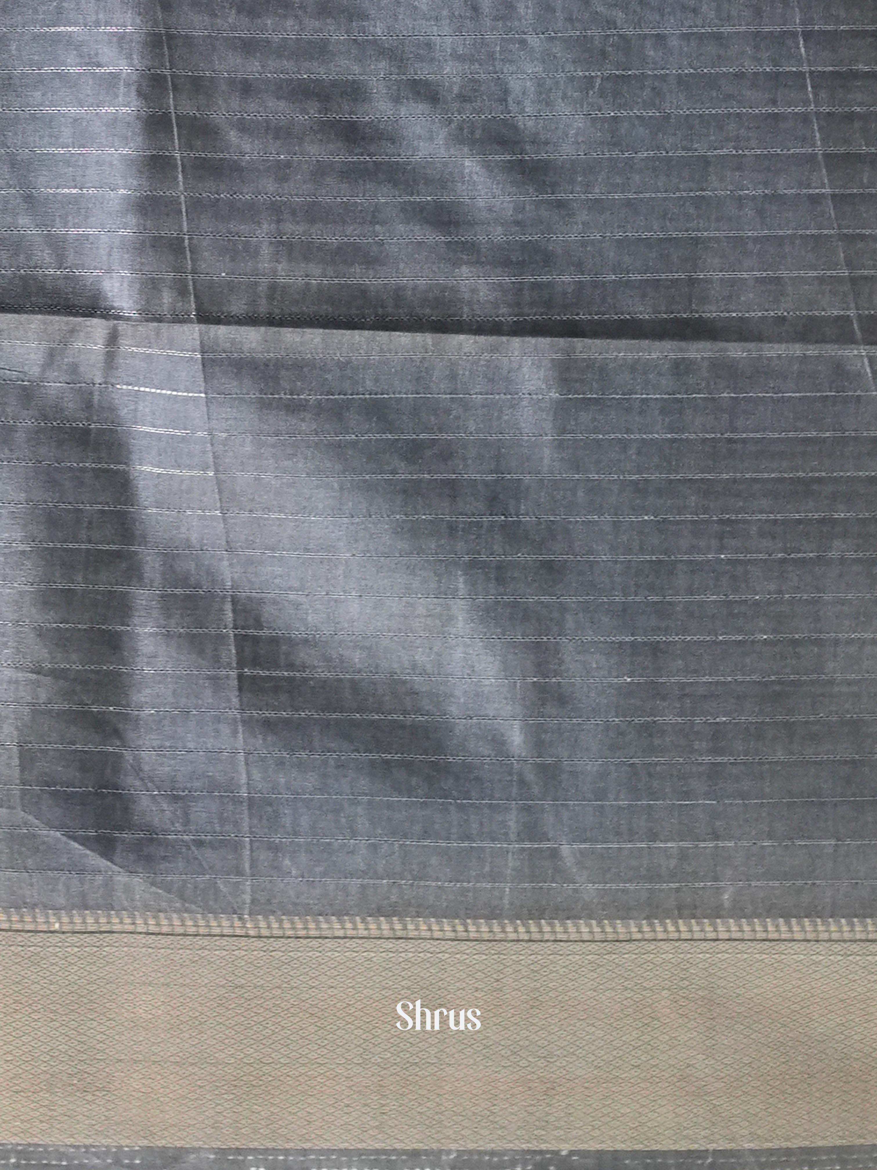 Lite & Dark Grey - Semi Tussar Saree - Shop on Shrus.com