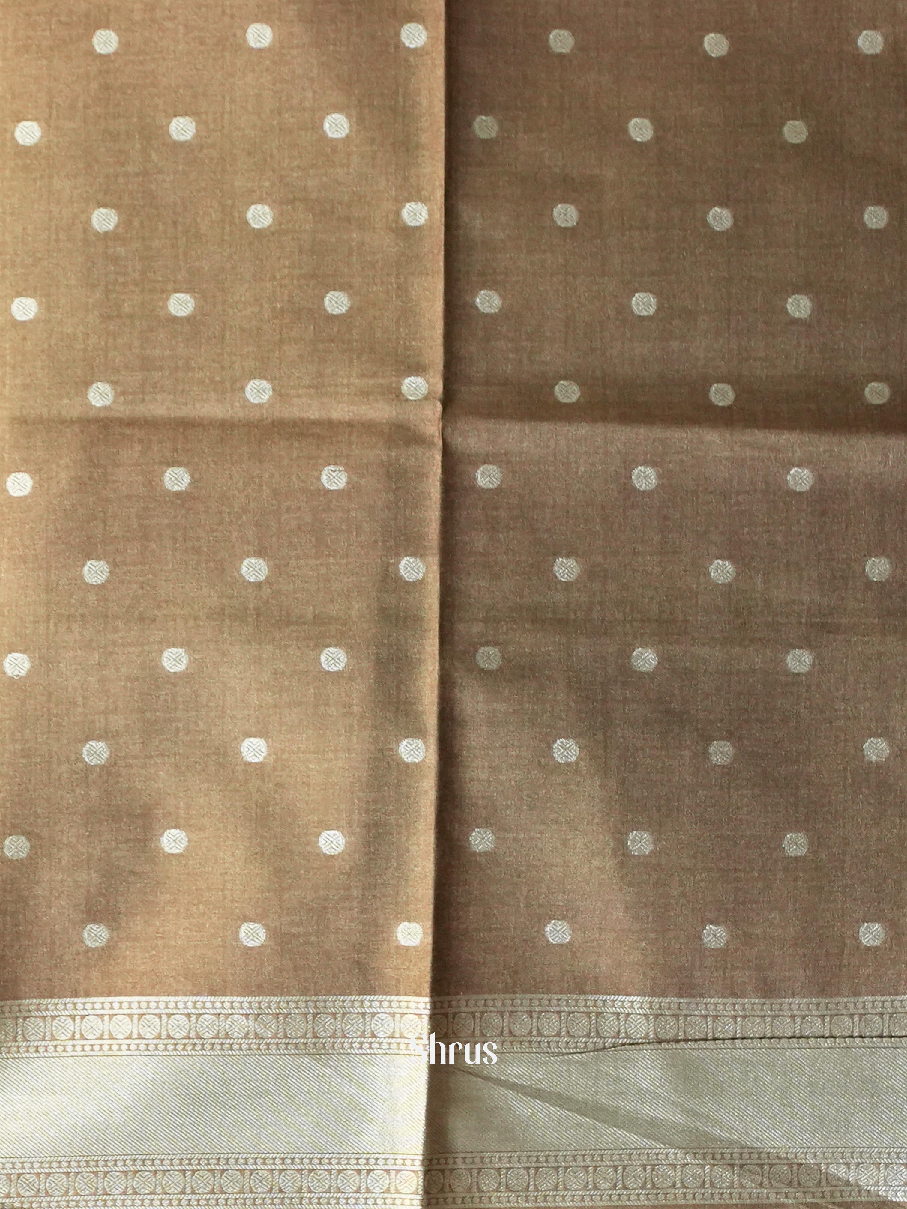 Grey & Brown - Semi Tussar Saree - Shop on Shrus.com