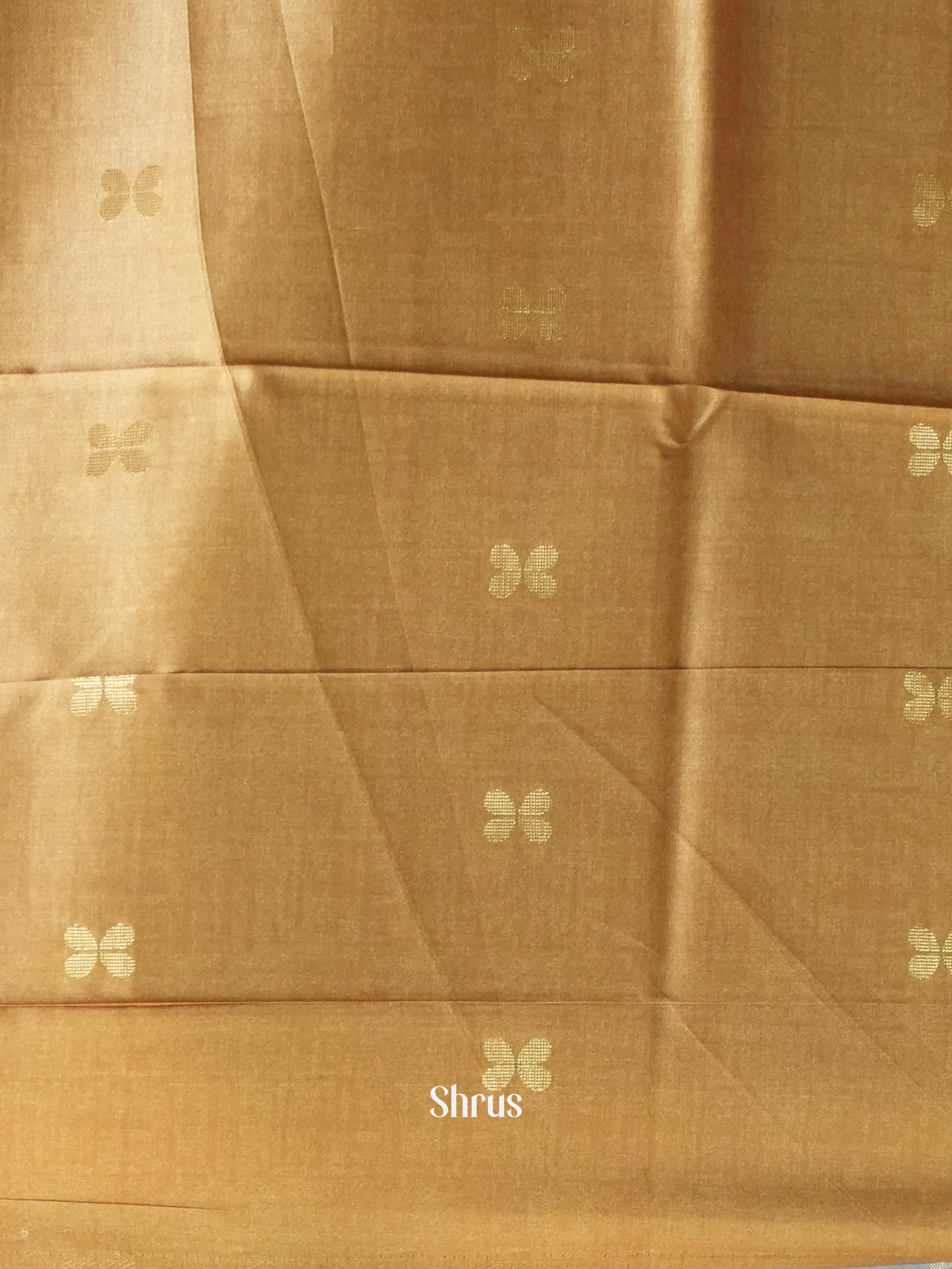 Blue & Gold - Semi Tussar Saree - Shop on Shrus.com