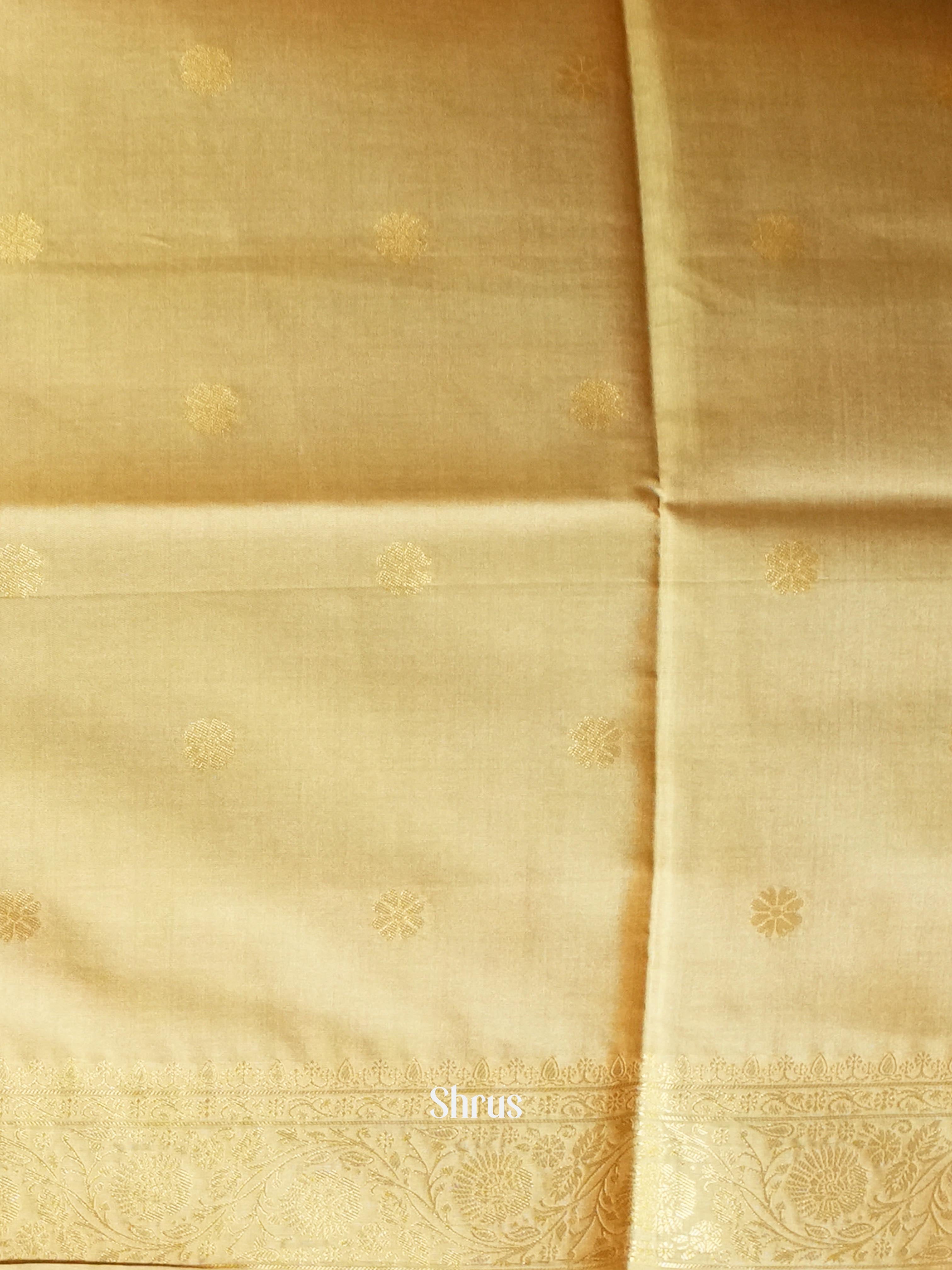 Mustardy Orange & Gold - Semi Tussar Saree - Shop on Shrus.com