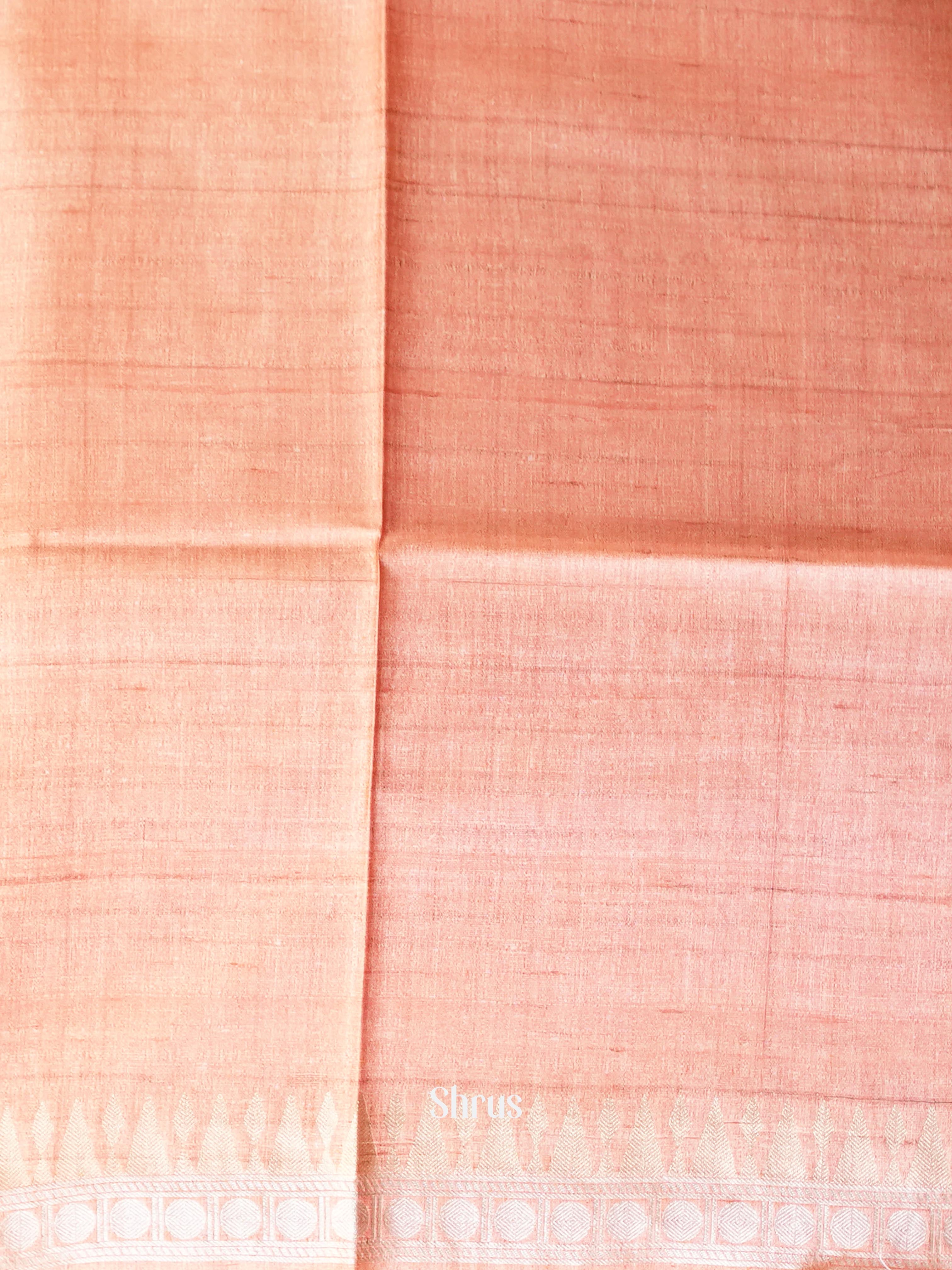 Cream & Pink - Semi Tussar Saree - Shop on Shrus.com
