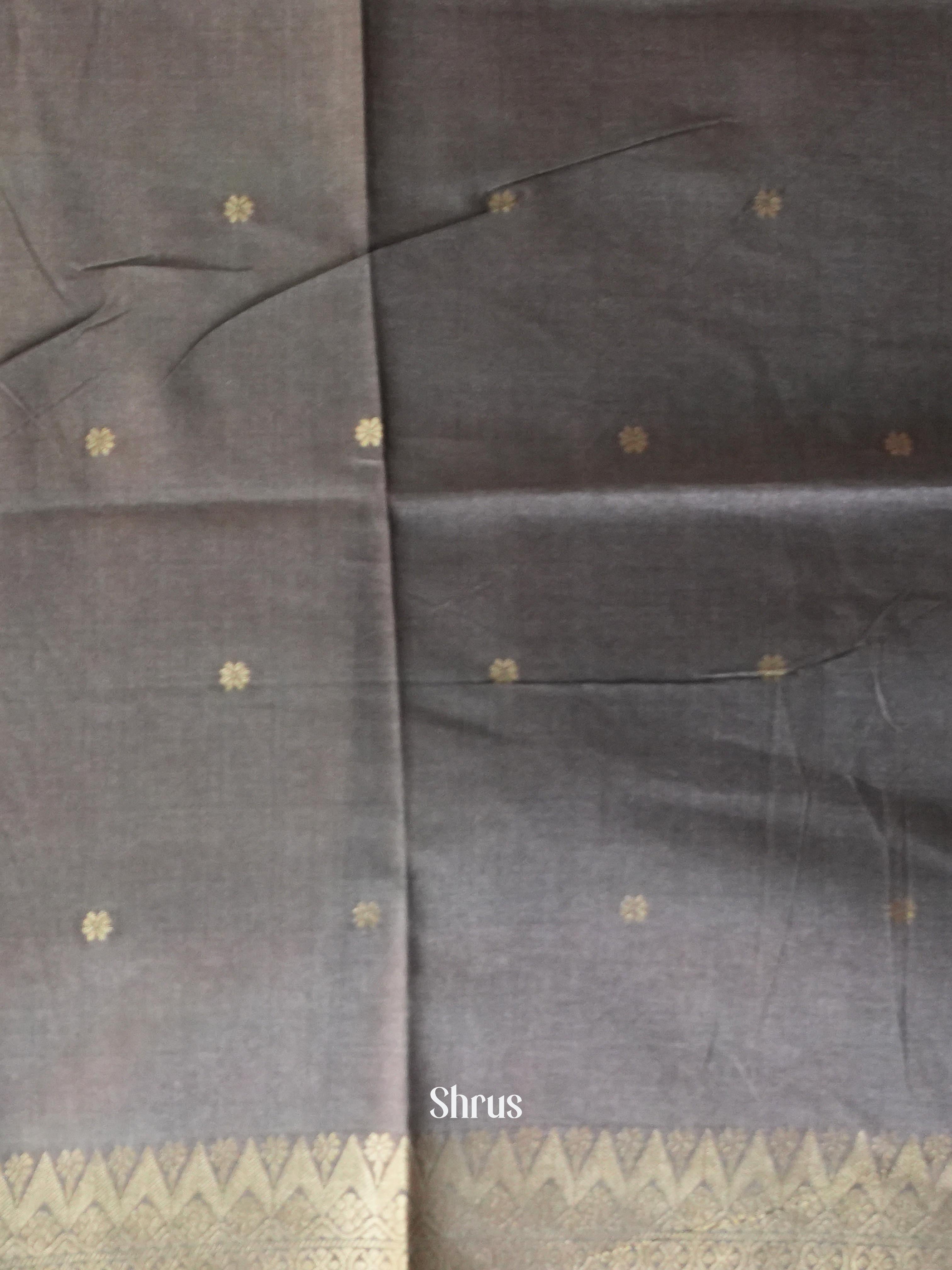 Teal Blue & Grey- Semi Tussar Saree - Shop on Shrus.com