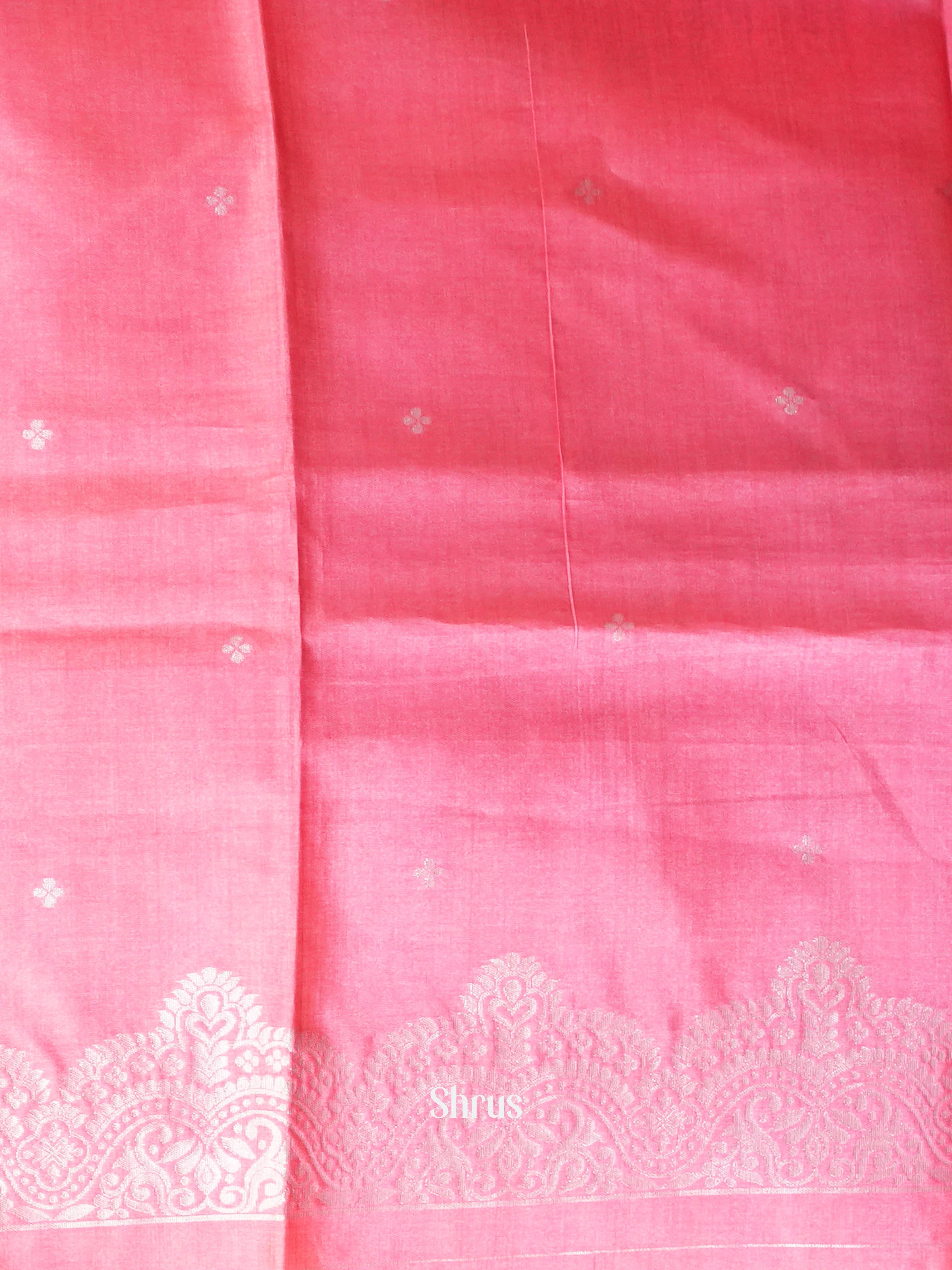 Green & Pink - Semi Tussar Saree - Shop on Shrus.com