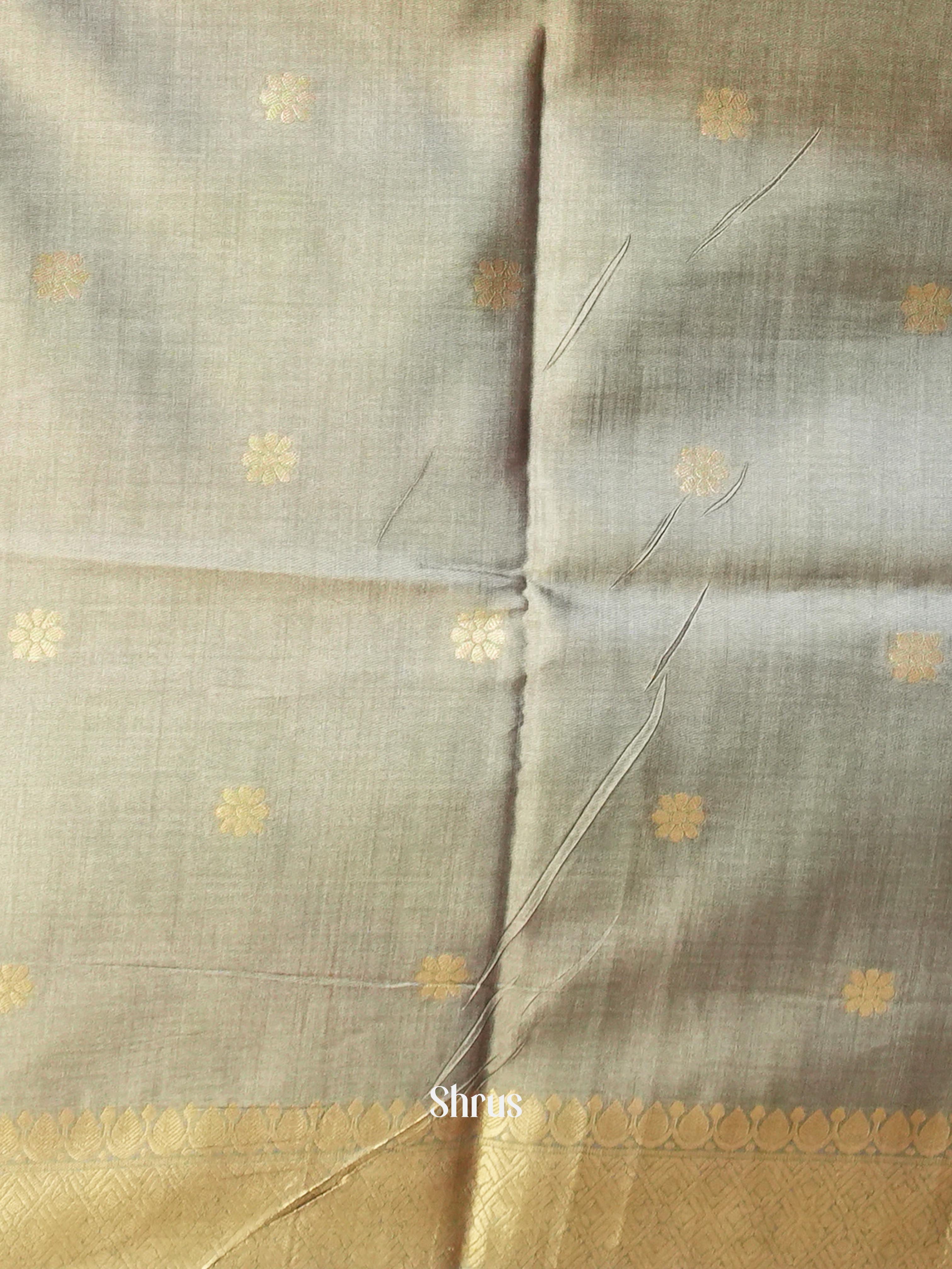 Yellow & Grey - Semi Tussar Saree - Shop on Shrus.com