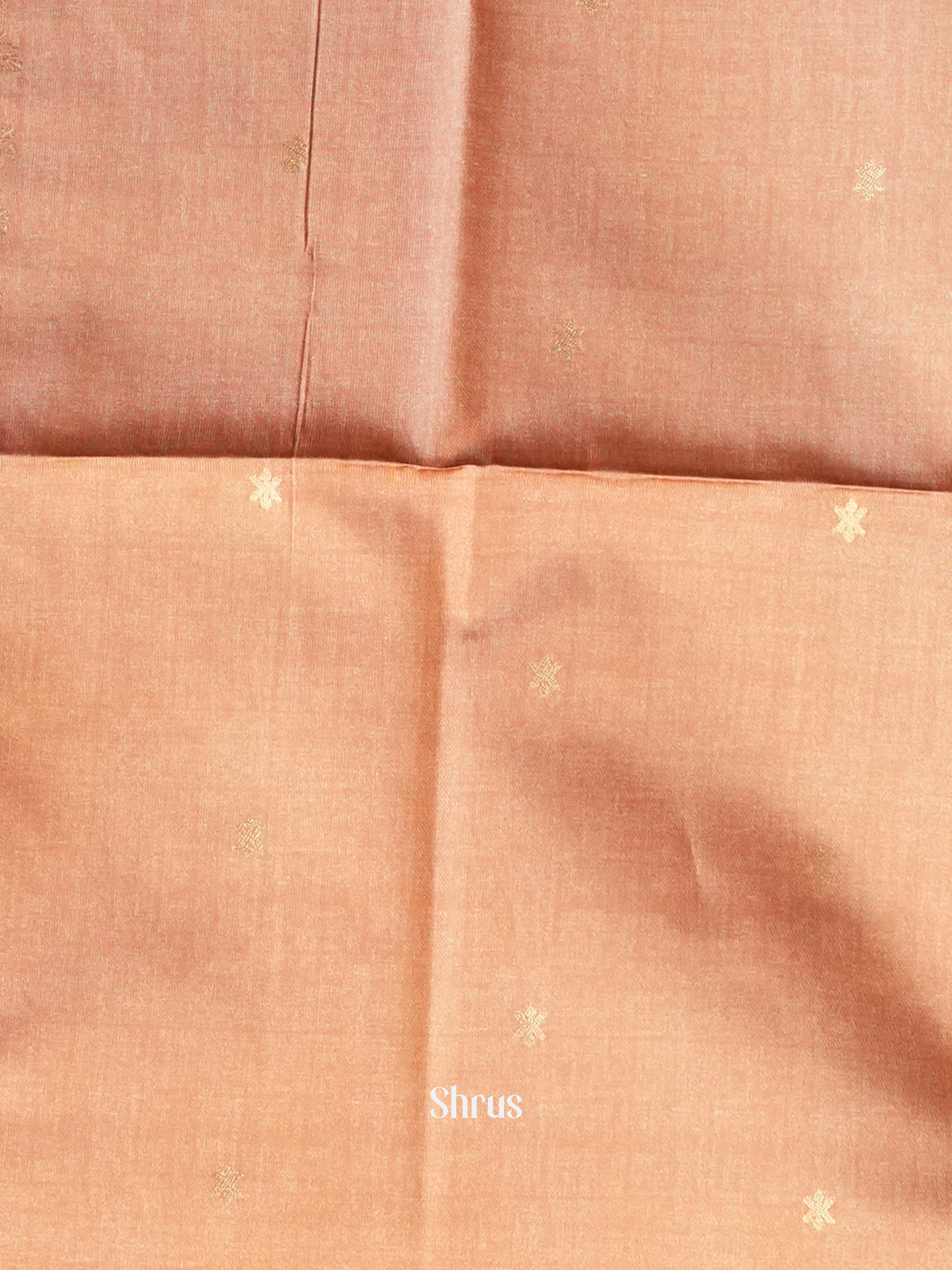Grey & Peach- Semi Tussar Saree - Shop on Shrus.com