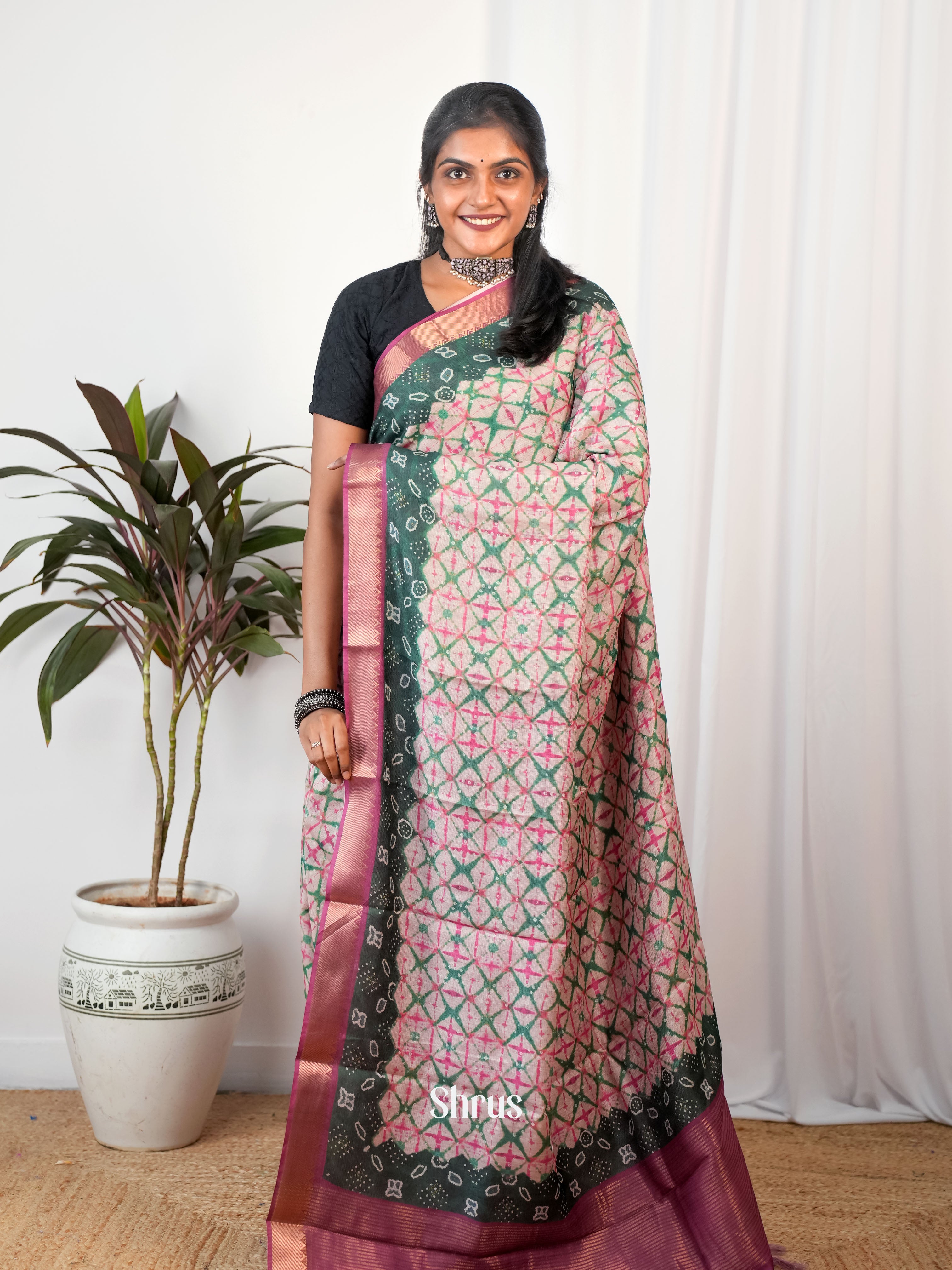 CIS06756 - Semi Chanderi Saree - Shop on Shrus.com