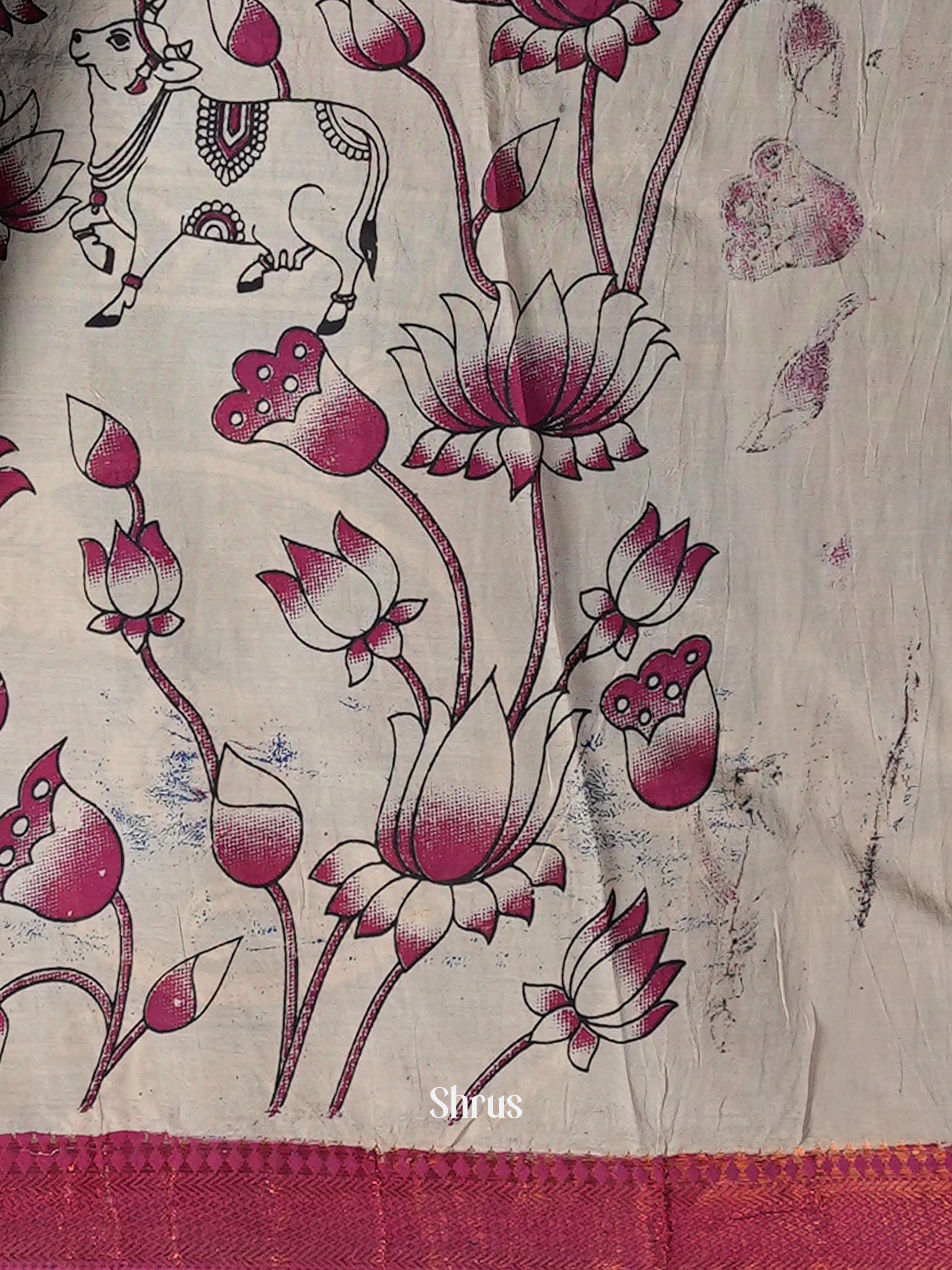 Blue & Purple - chennur-kalamkari Saree - Shop on Shrus.com