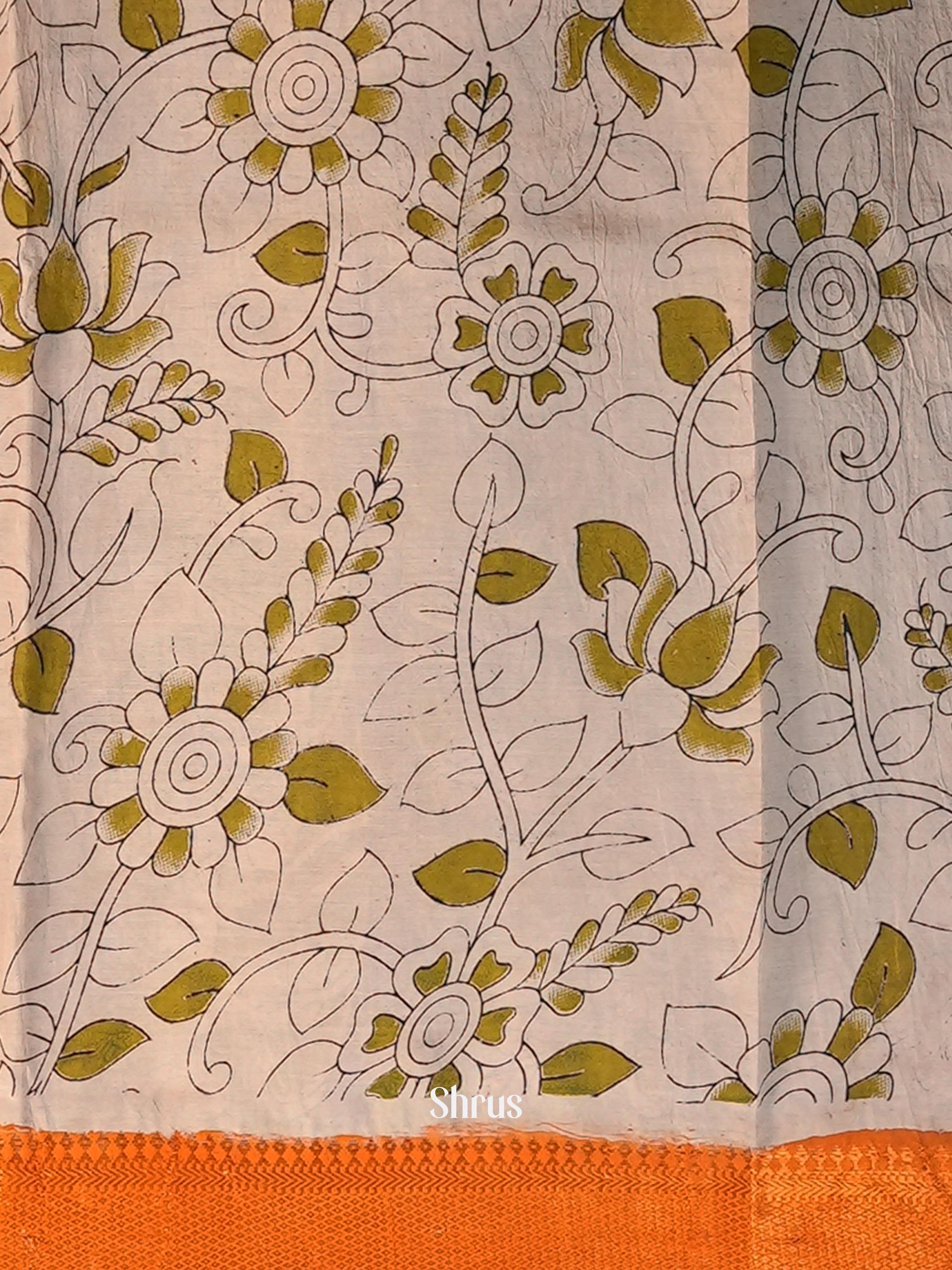 Maroon & Orange - chennur-kalamkari Saree - Shop on Shrus.com