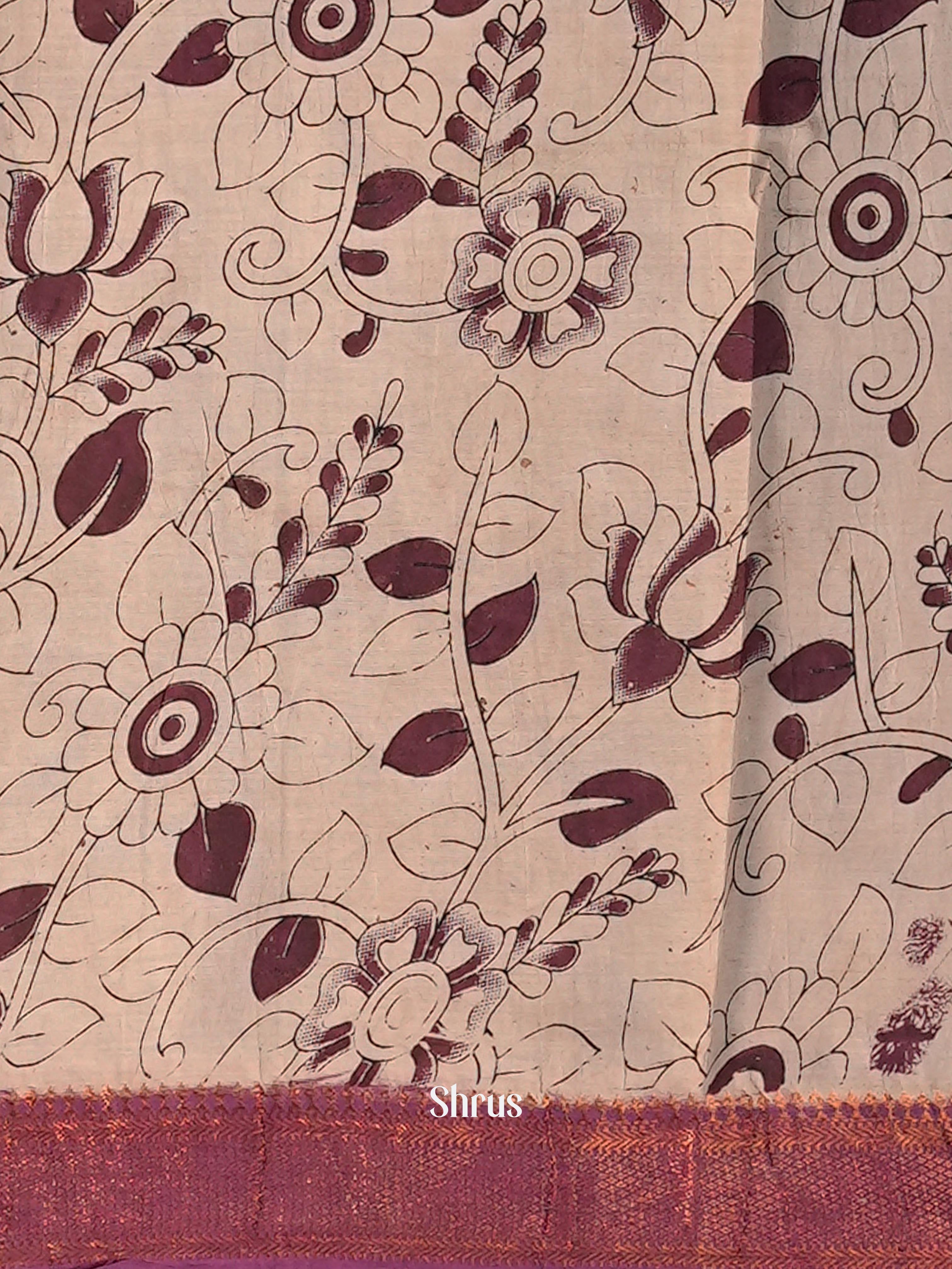 Green & Purple- chennur-kalamkari Saree - Shop on Shrus.com