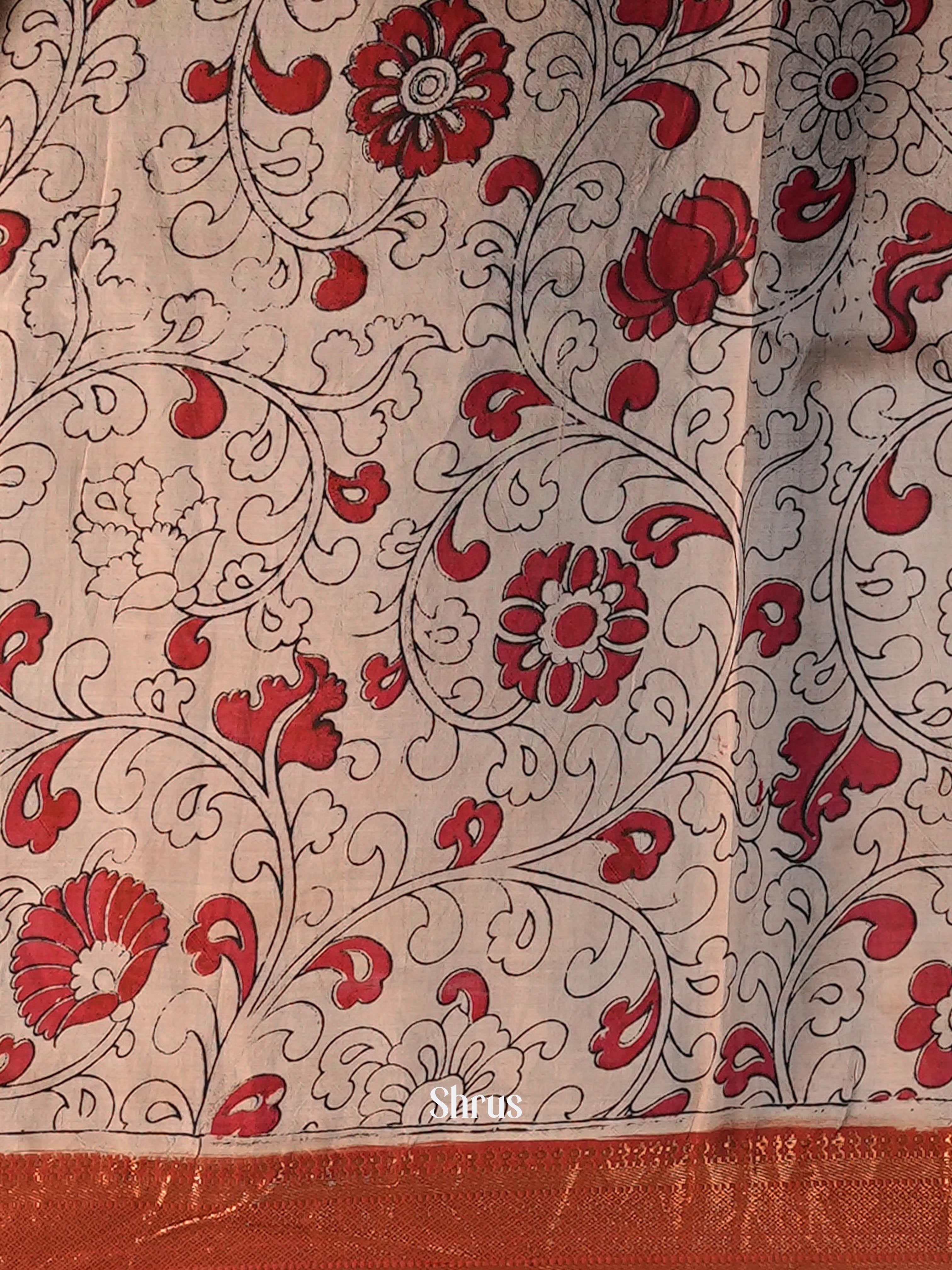 Cream & Brown - chennur-kalamkari Saree - Shop on Shrus.com