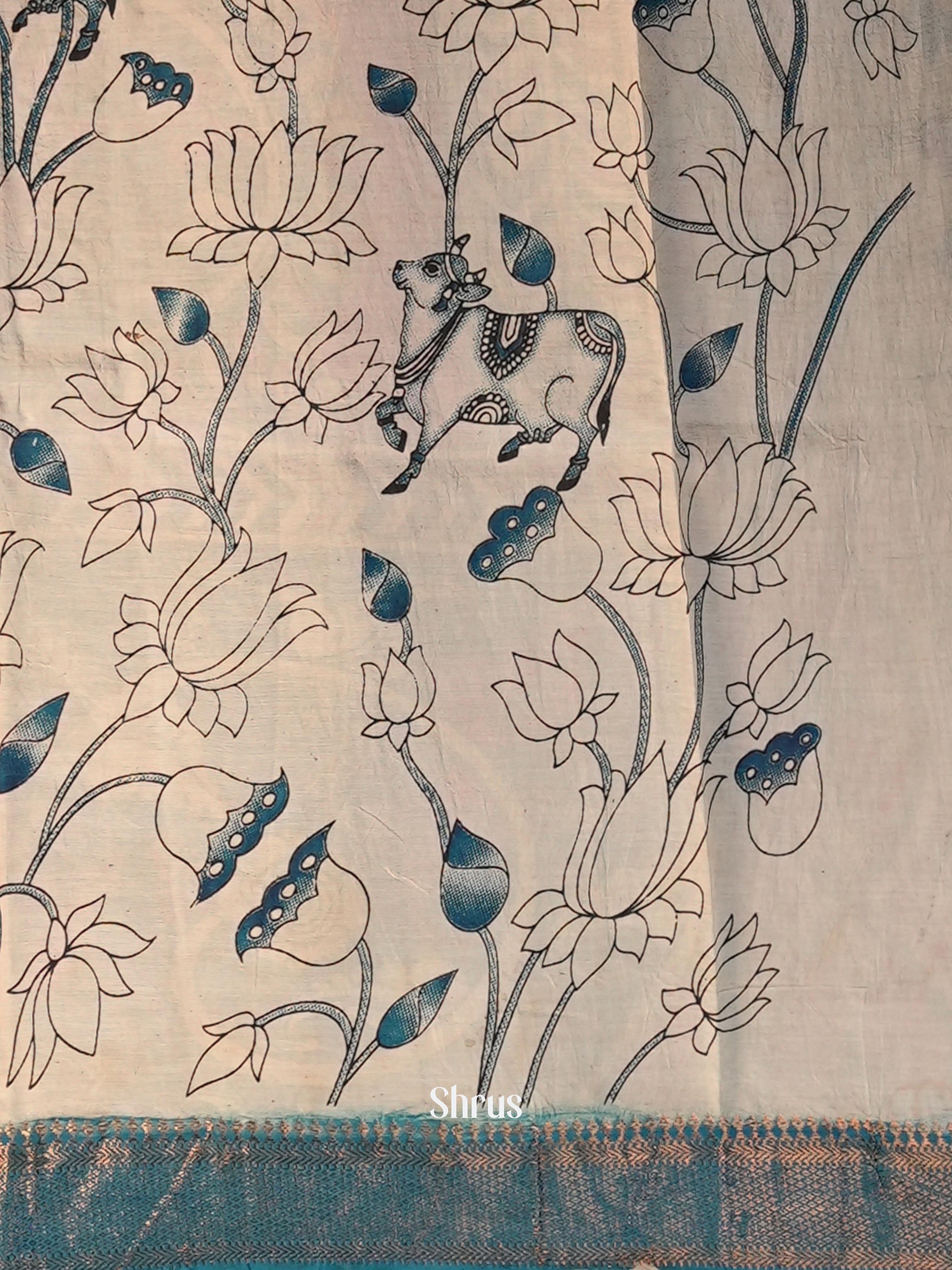 Pink & Blue - chennur-kalamkari Saree - Shop on Shrus.com