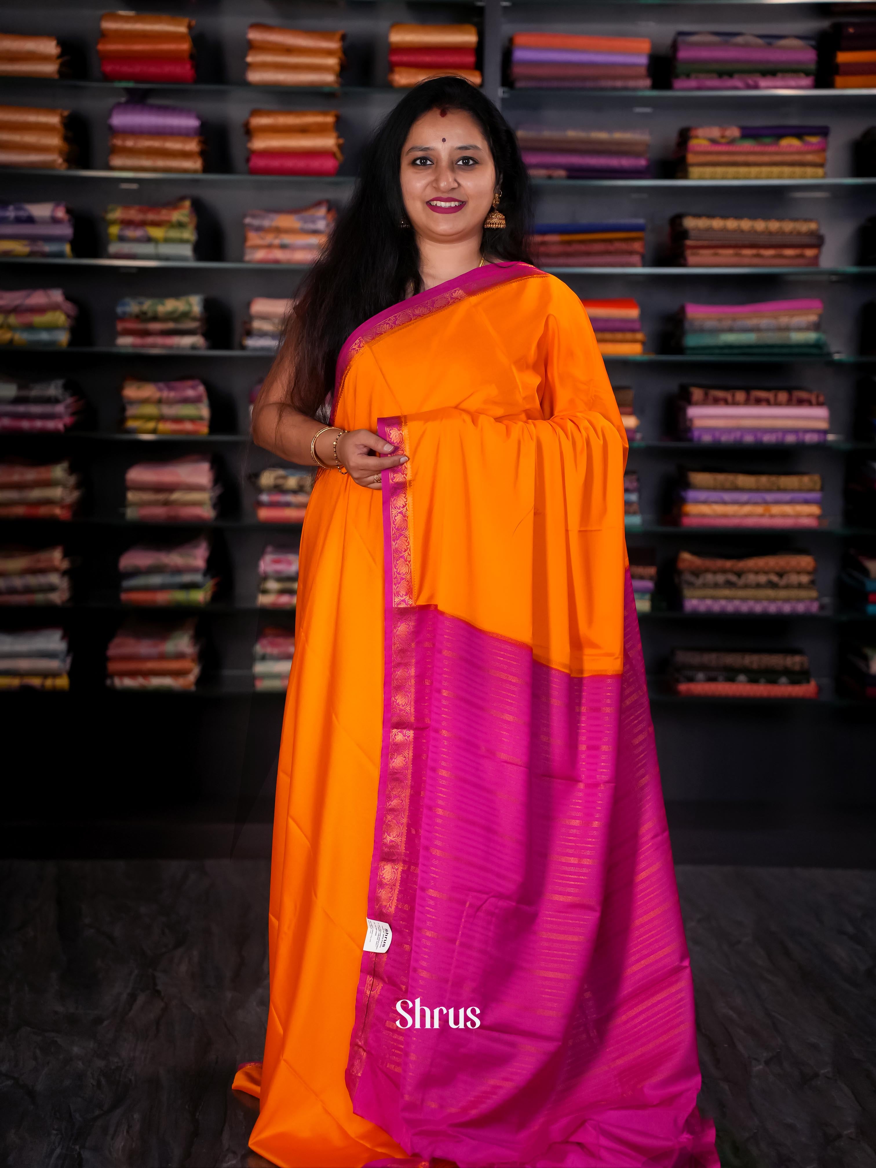CIS09003 - Semi Mysore silk Saree - Shop on Shrus.com