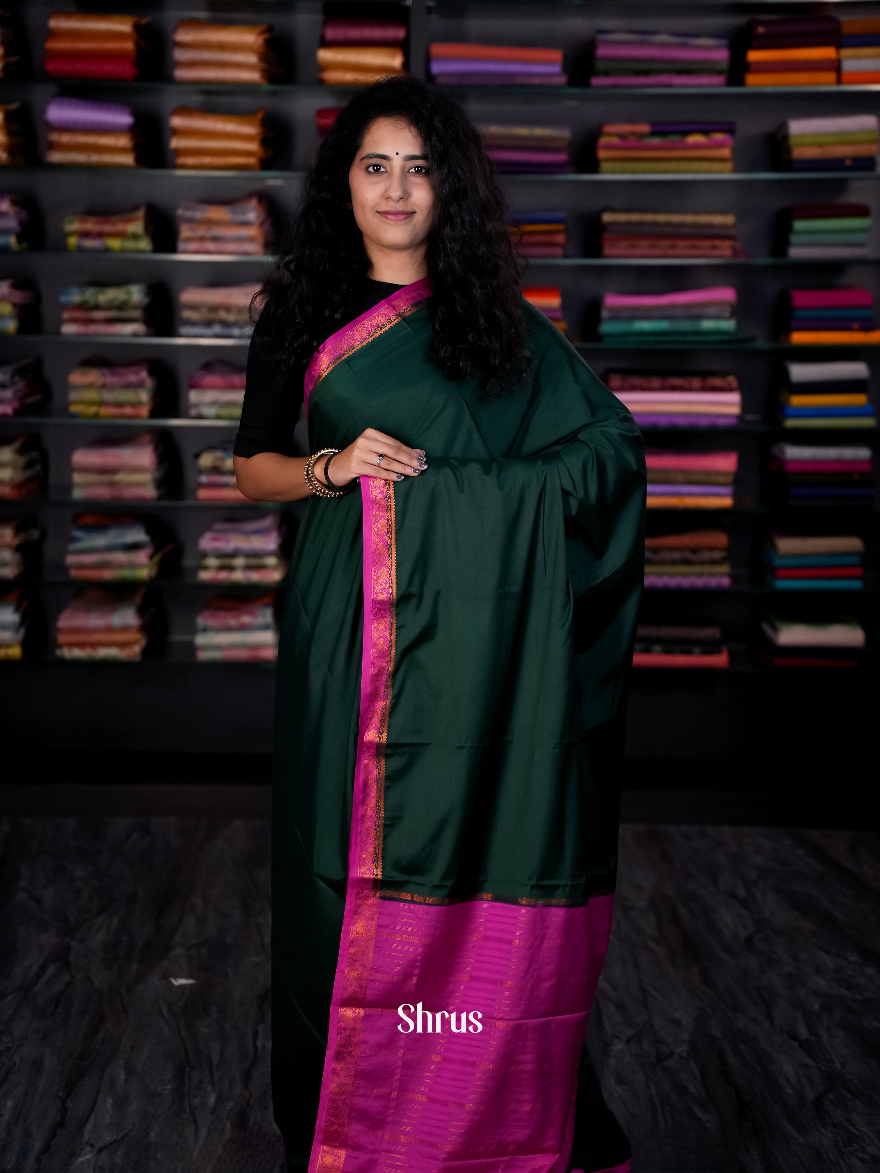 CIS09005 - Semi Mysore silk Saree - Shop on Shrus.com